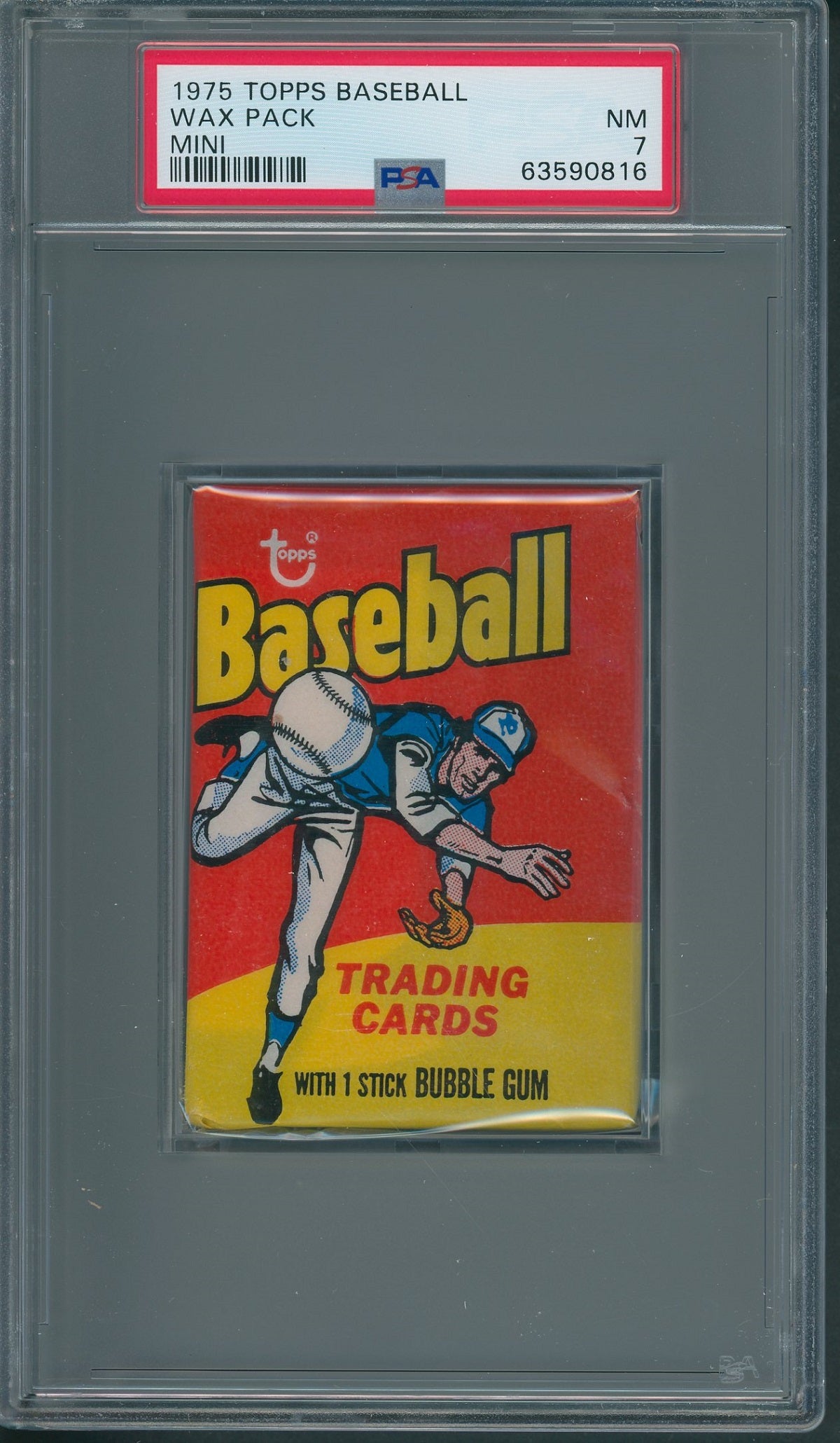 1975 Topps Baseball Unopened Mini Wax Pack PSA 7