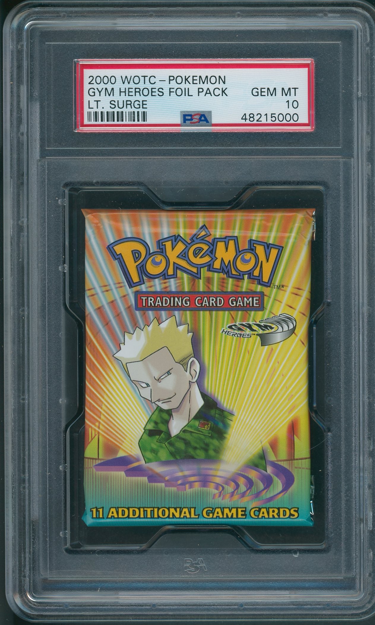 2000 WOTC Pokemon Gym Heroes Foil Pack PSA 10  Lt. Surge