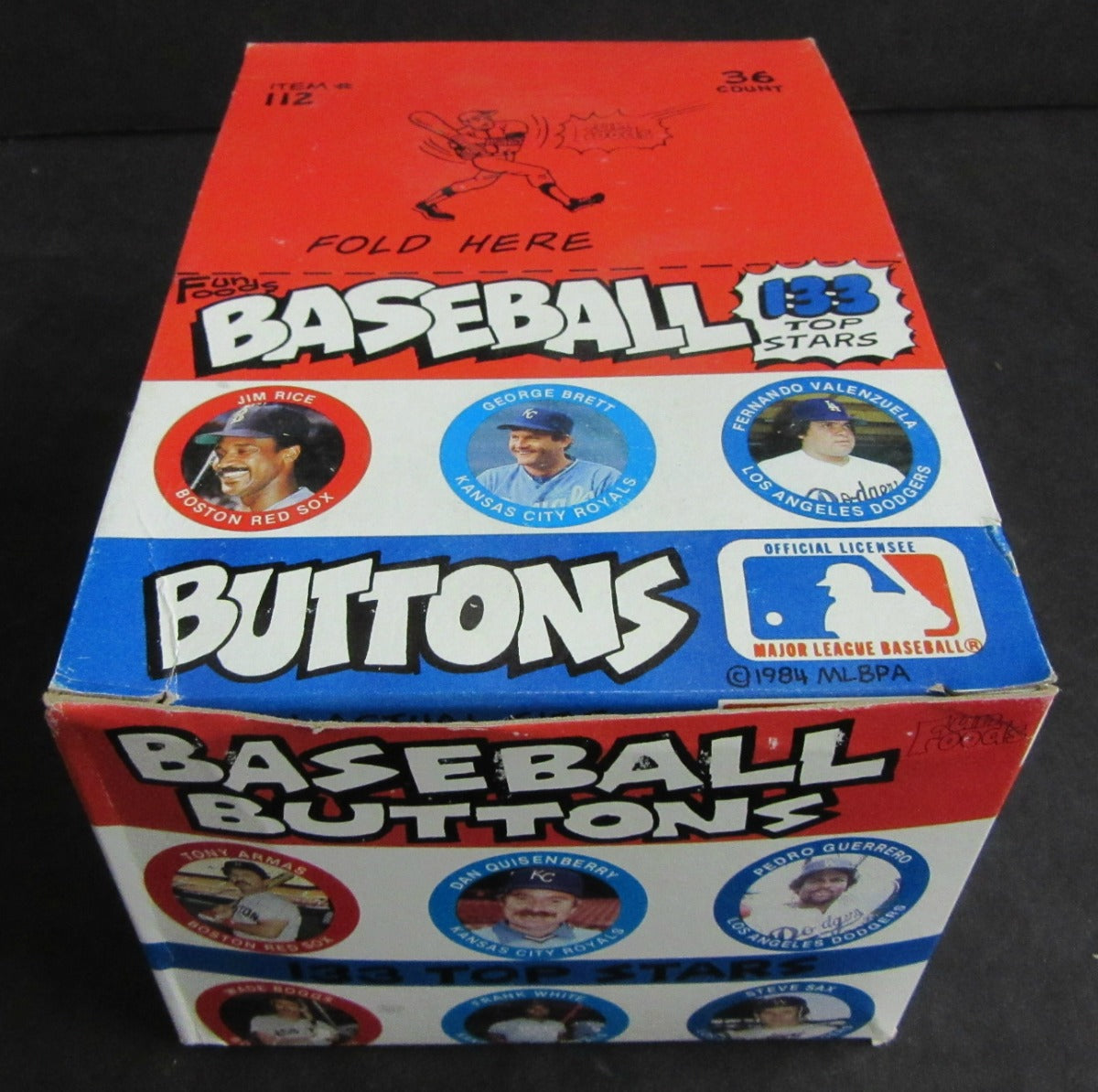 1984 Fun Foods Baseball Buttons Unopened Box