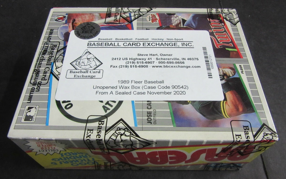 1989 Fleer Baseball Unopened Wax Box (FASC) (Code 90542)