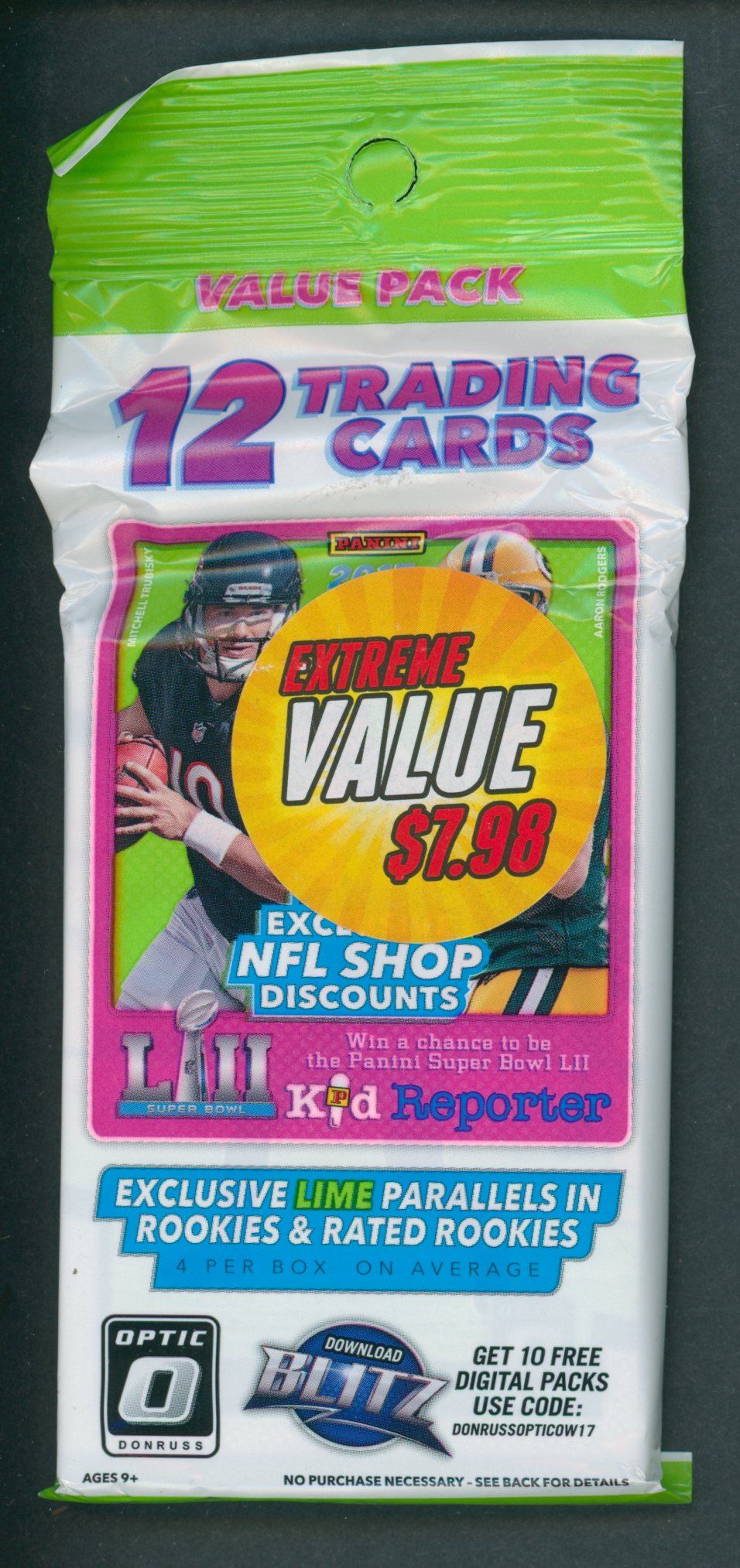 2017 Panini Donruss Optic Football Unopened Value Pack (12 Cards)