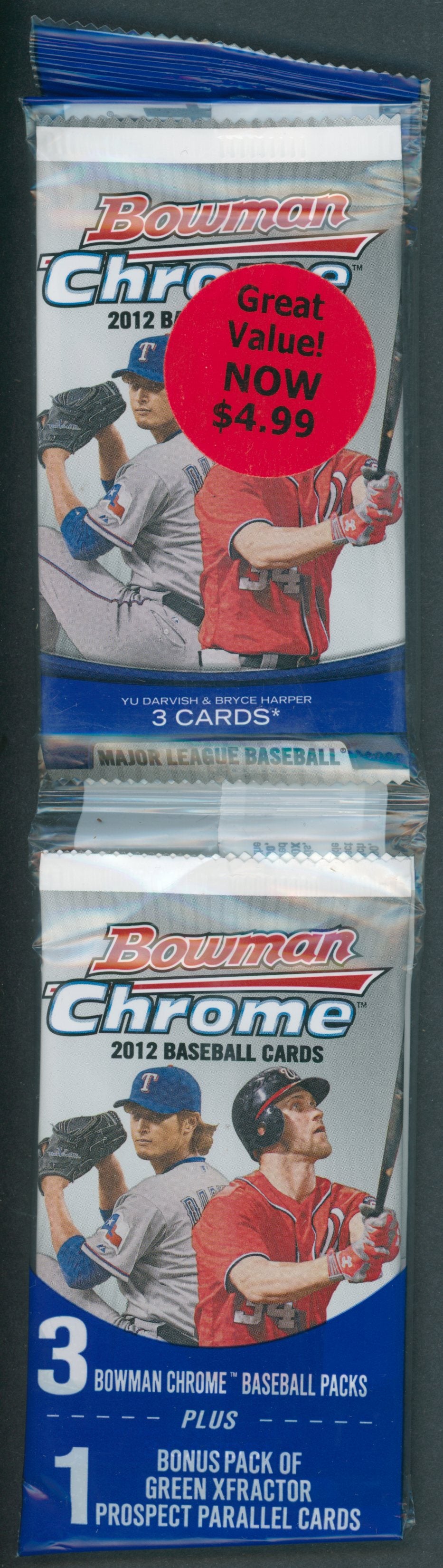 2012 Bowman Chrome Baseball Unopened Value Pack (3/3 plus 1/3)