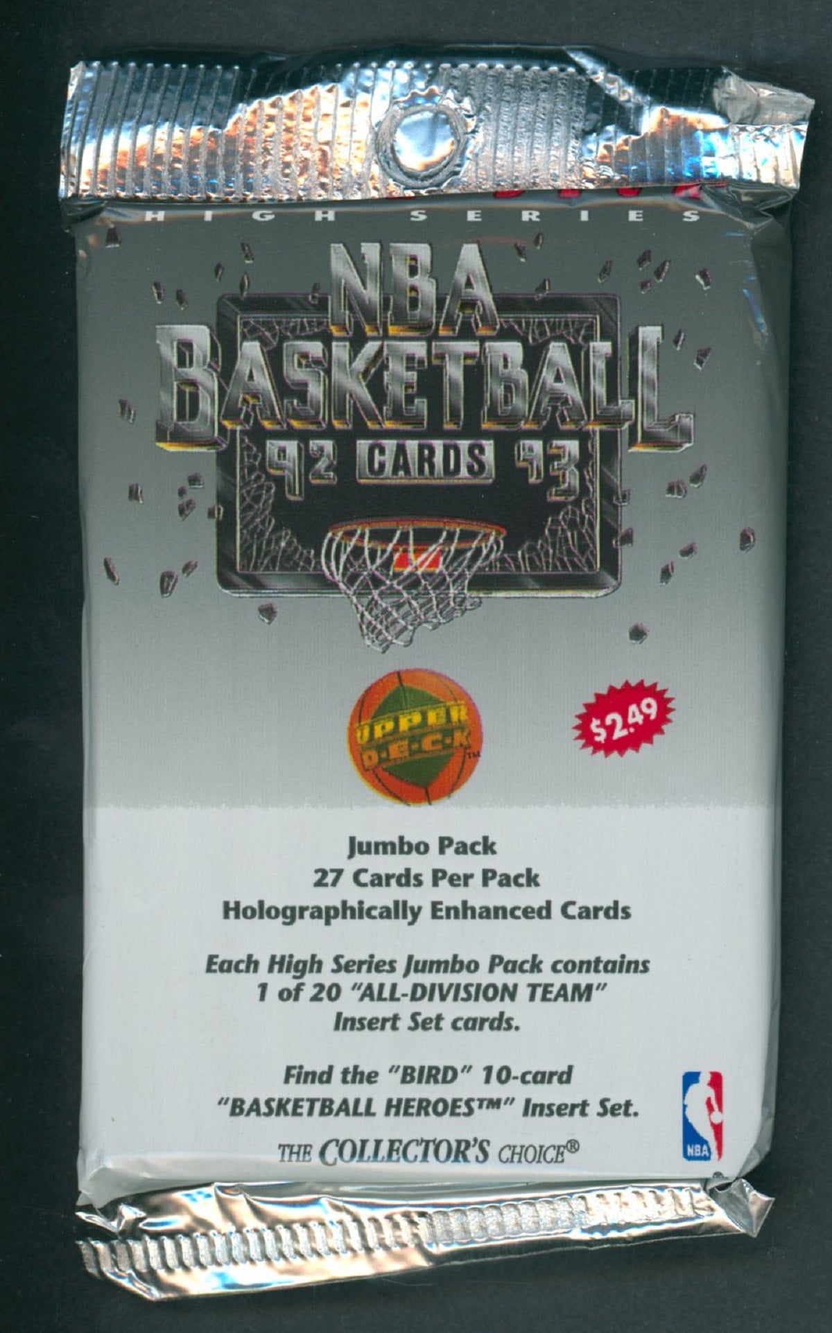 1992/93 Upper Deck Basketball Unopened High Series Jumbo Pack (White)