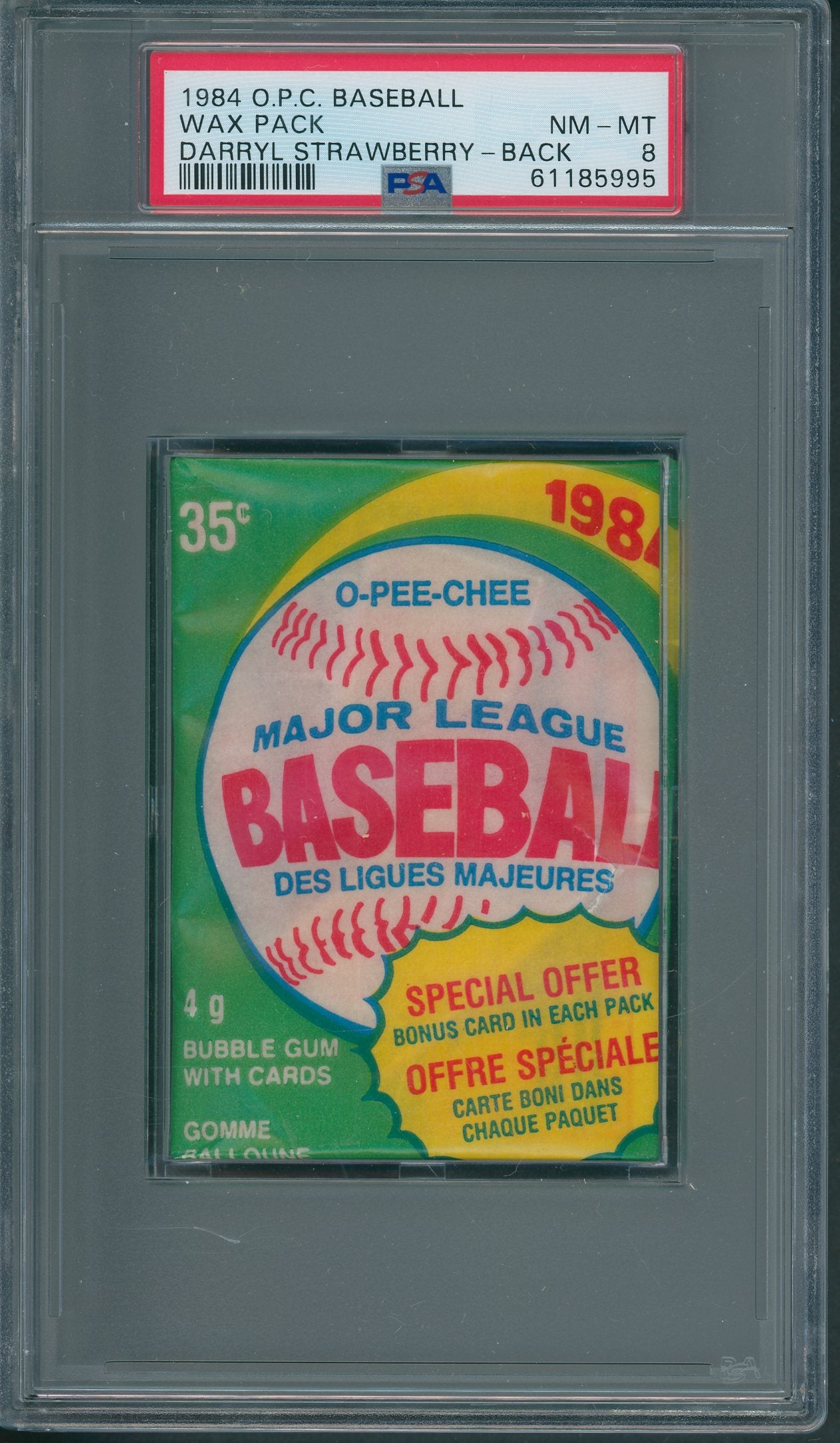 1984 OPC Baseball Wax Pack Strawberry Back PSA 8 *5995