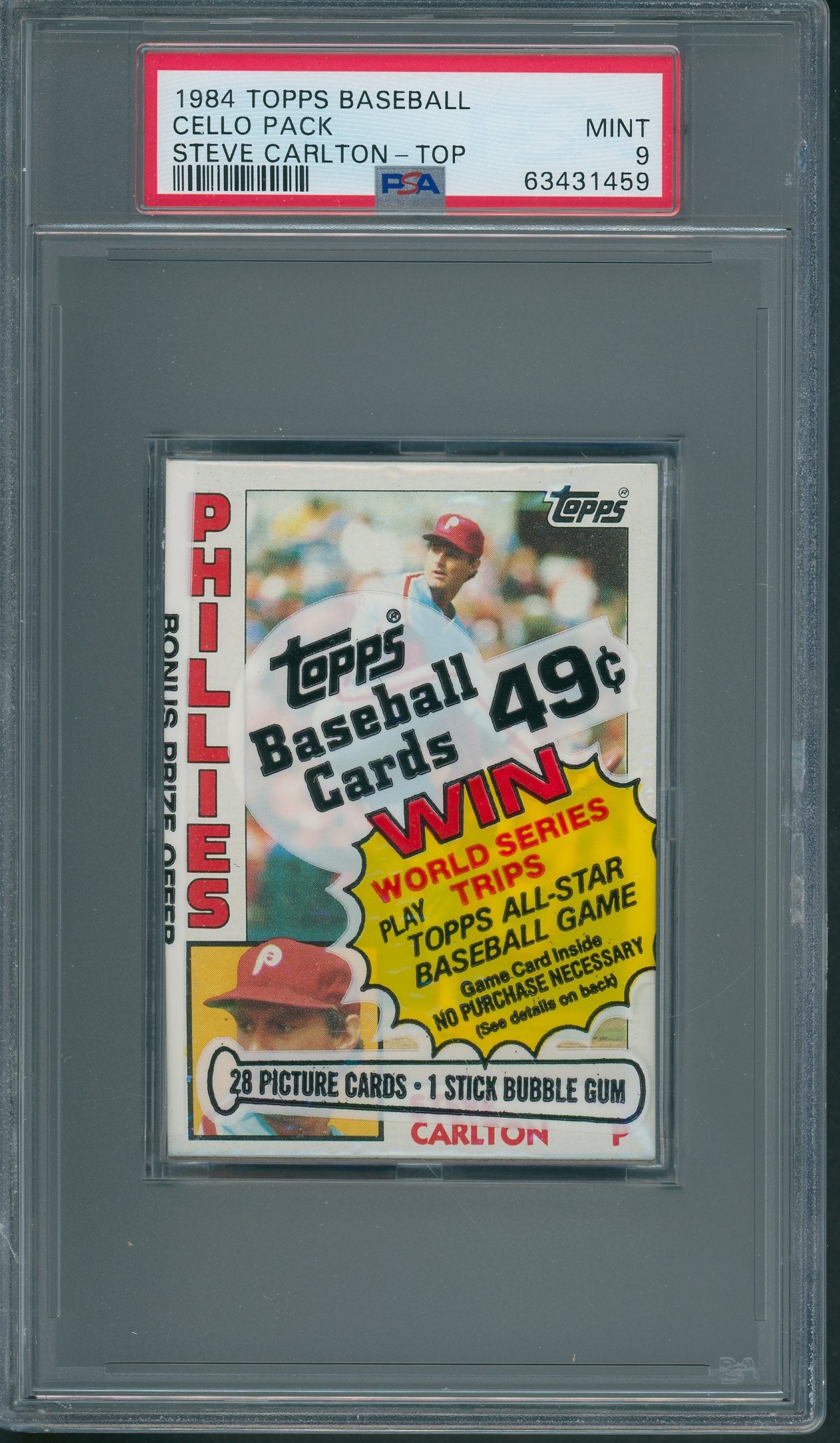 1984 Topps Baseball Cello Pack Steve Carlton Top PSA 9 *1459