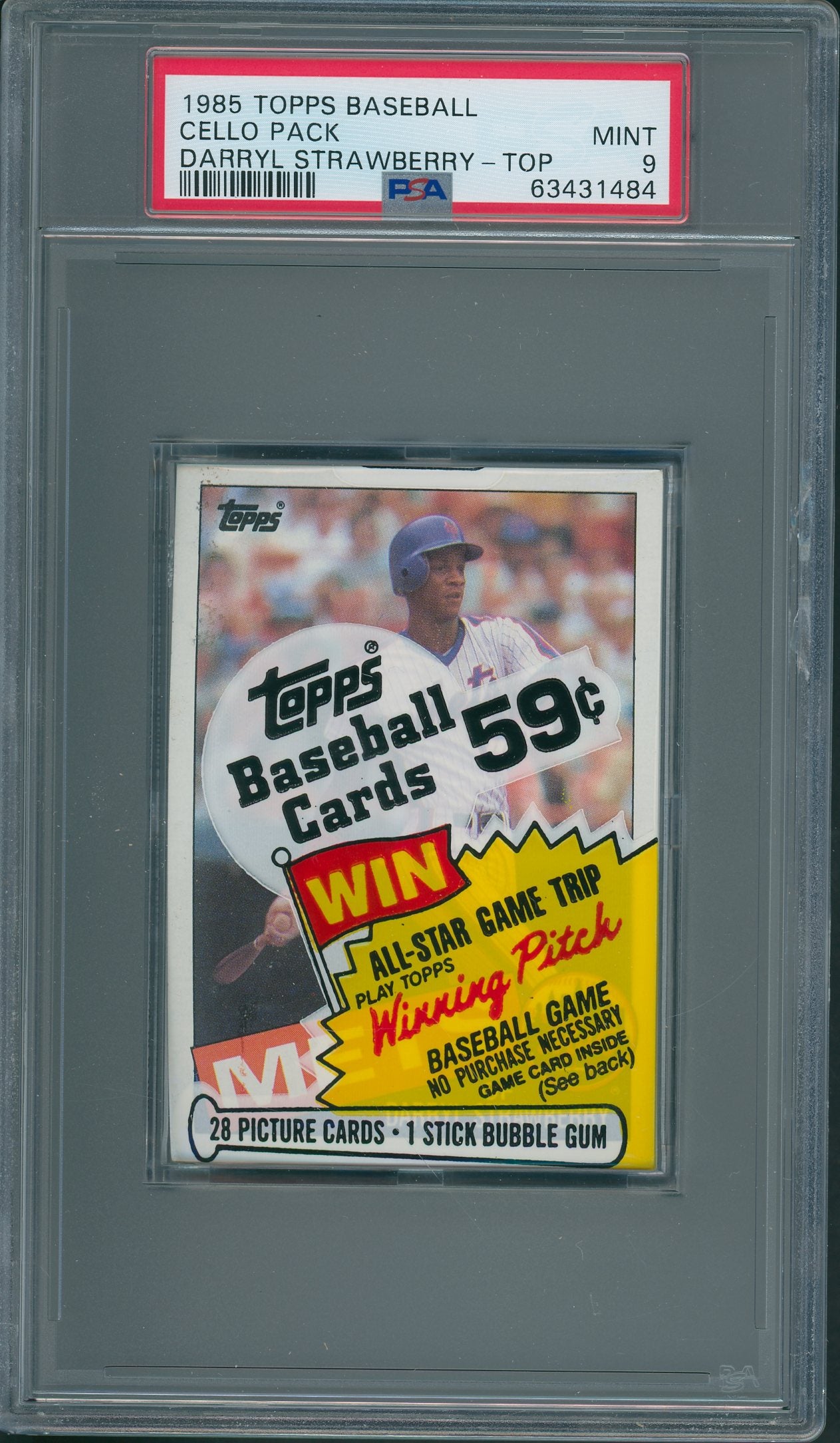 1985 Topps Baseball Cello Pack Strawberry Top PSA 9 *1484