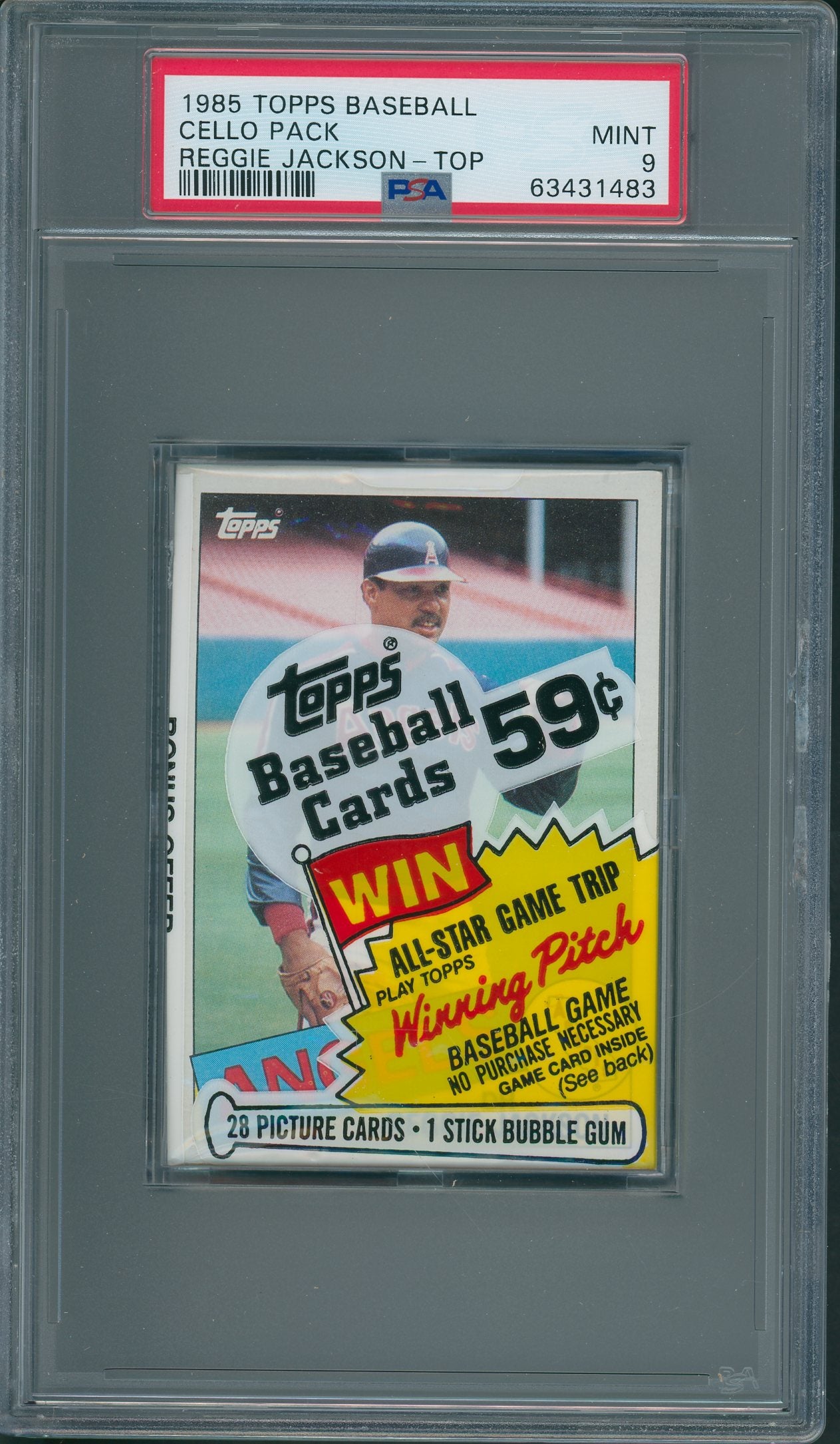 1985 Topps Baseball Unopened Cello Pack PSA 9 Reggie Jackson Top *1483