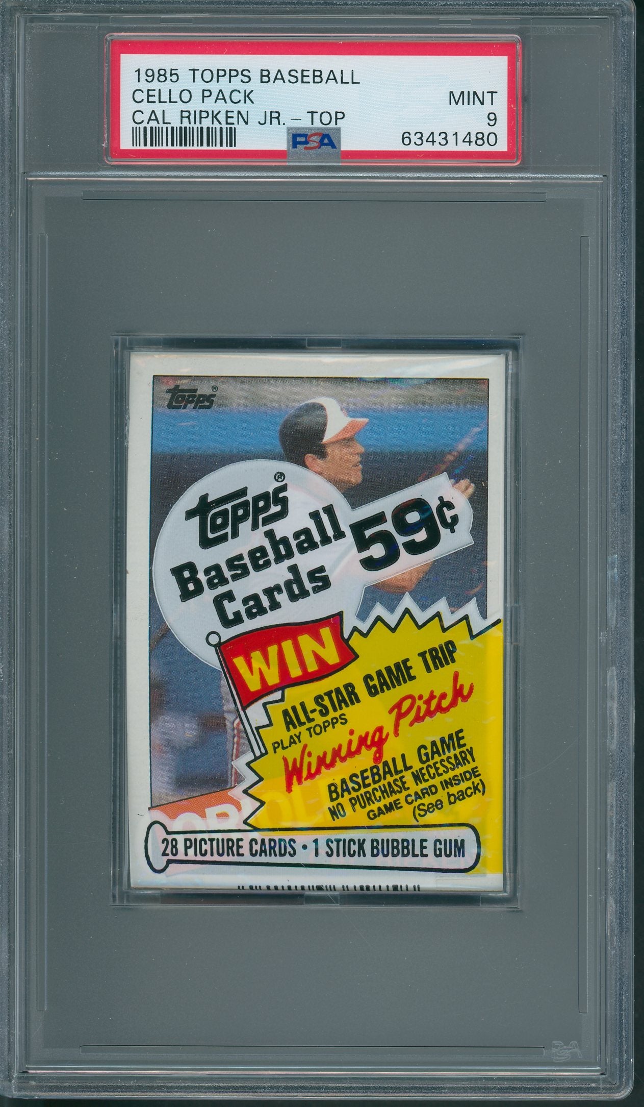 1985 Topps Baseball Cello Pack Ripken Jr. Top PSA 9 *1480