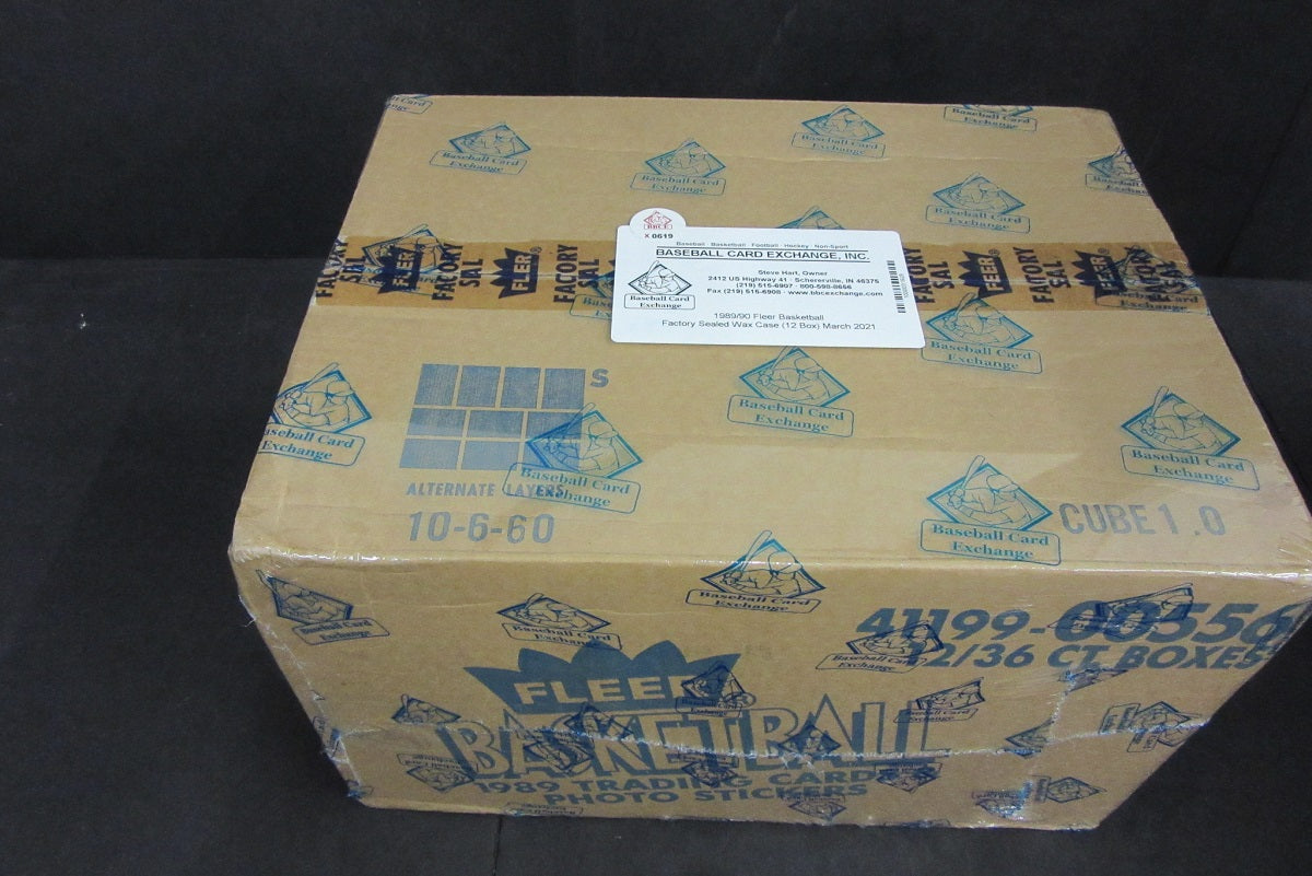 1989/90 Fleer Basketball Factory Sealed Wax Case (12 Box) (BBCE)