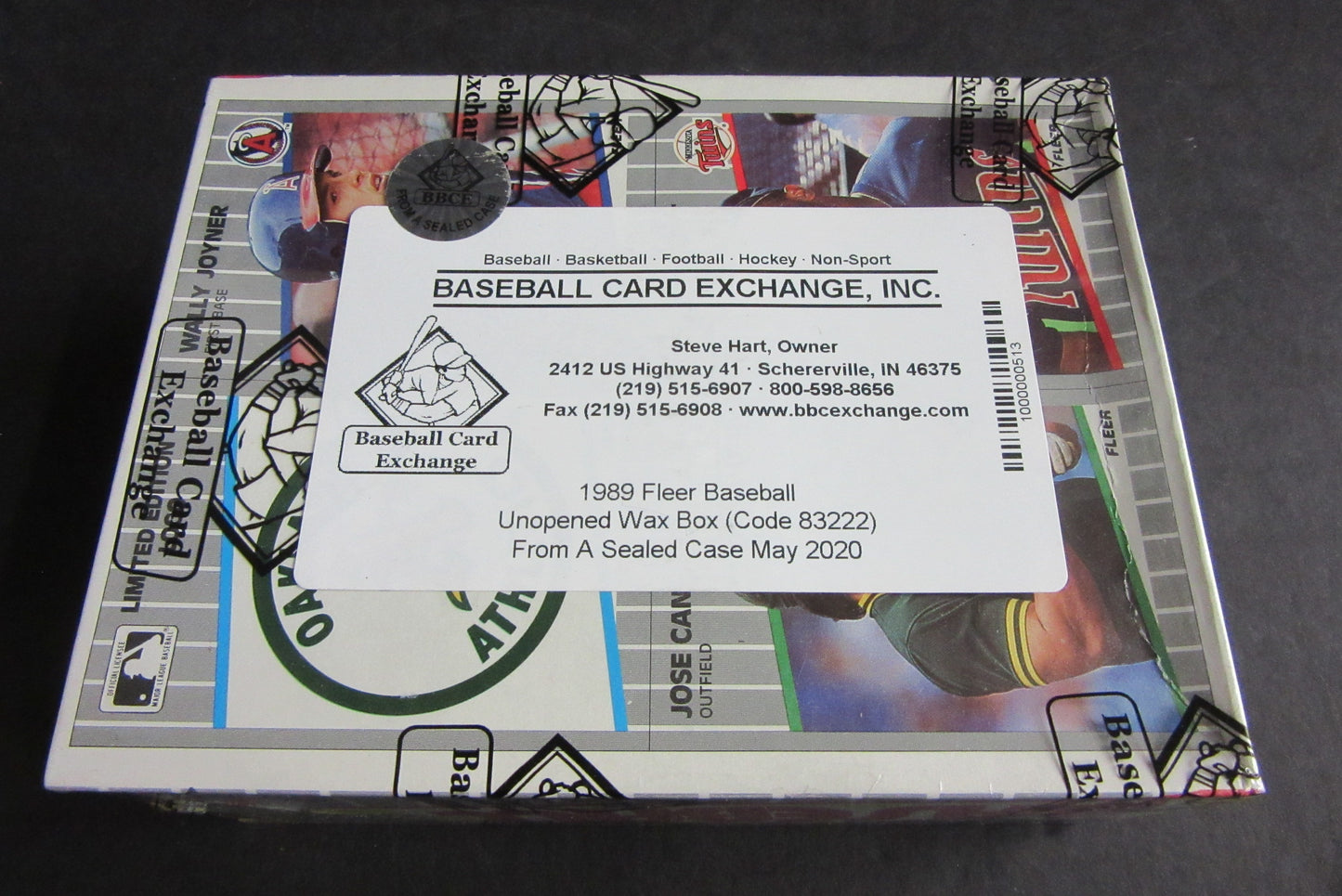 1989 Fleer Baseball Unopened Wax Box (FASC) (Code 83222)