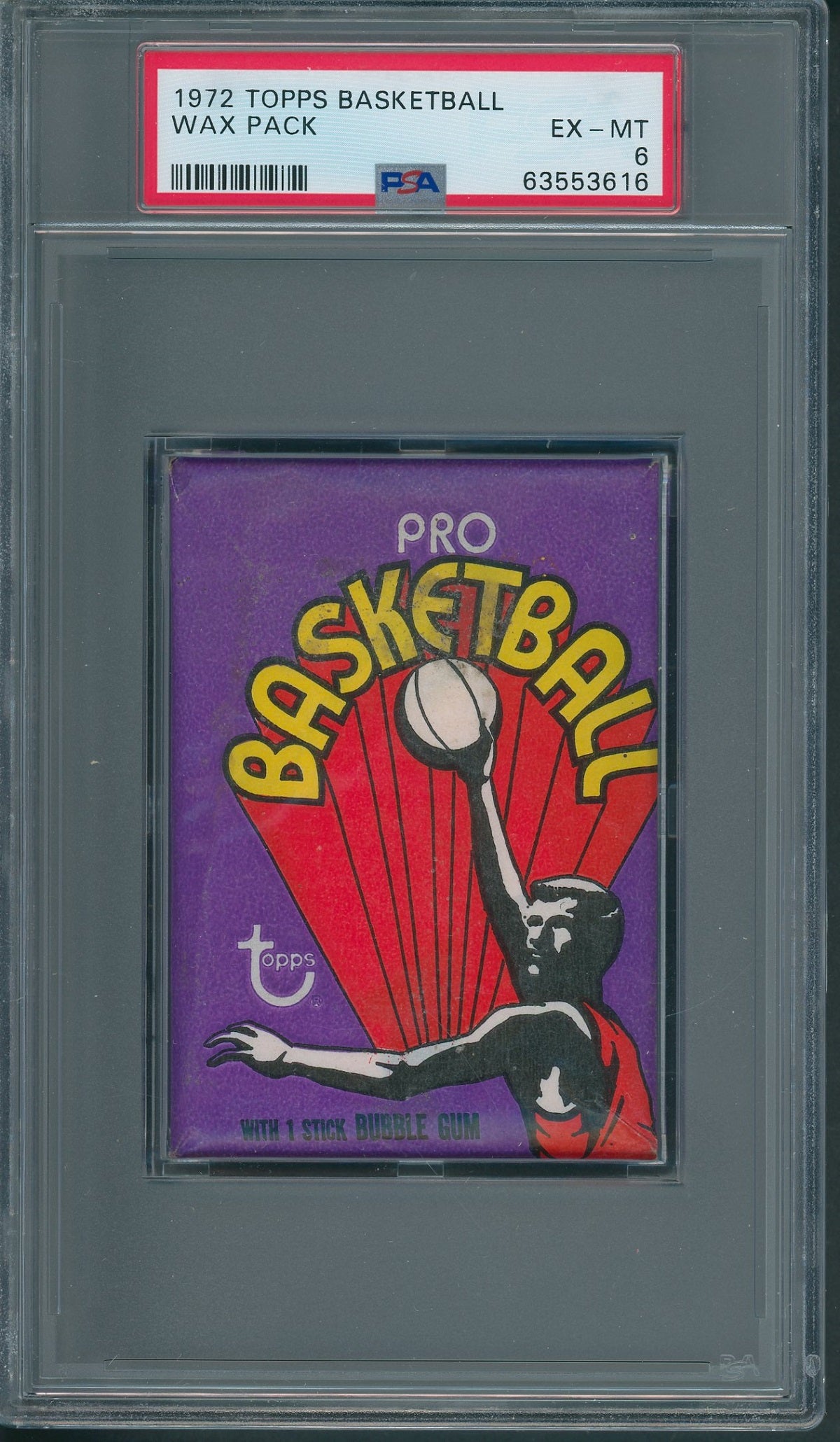 1972 Topps Basketball Unopened Wax Pack PSA 6