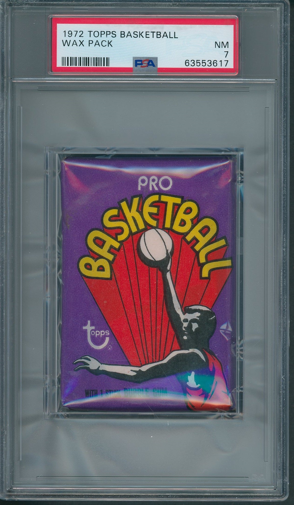 1972 Topps Basketball Unopened Wax Pack PSA 7