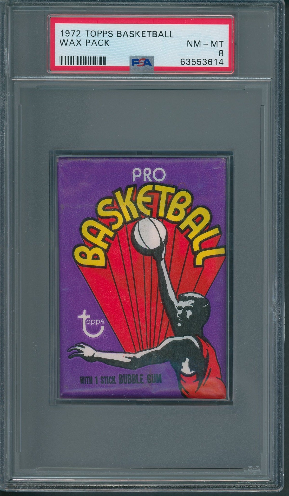 1972 Topps Basketball Unopened Wax Pack PSA 8