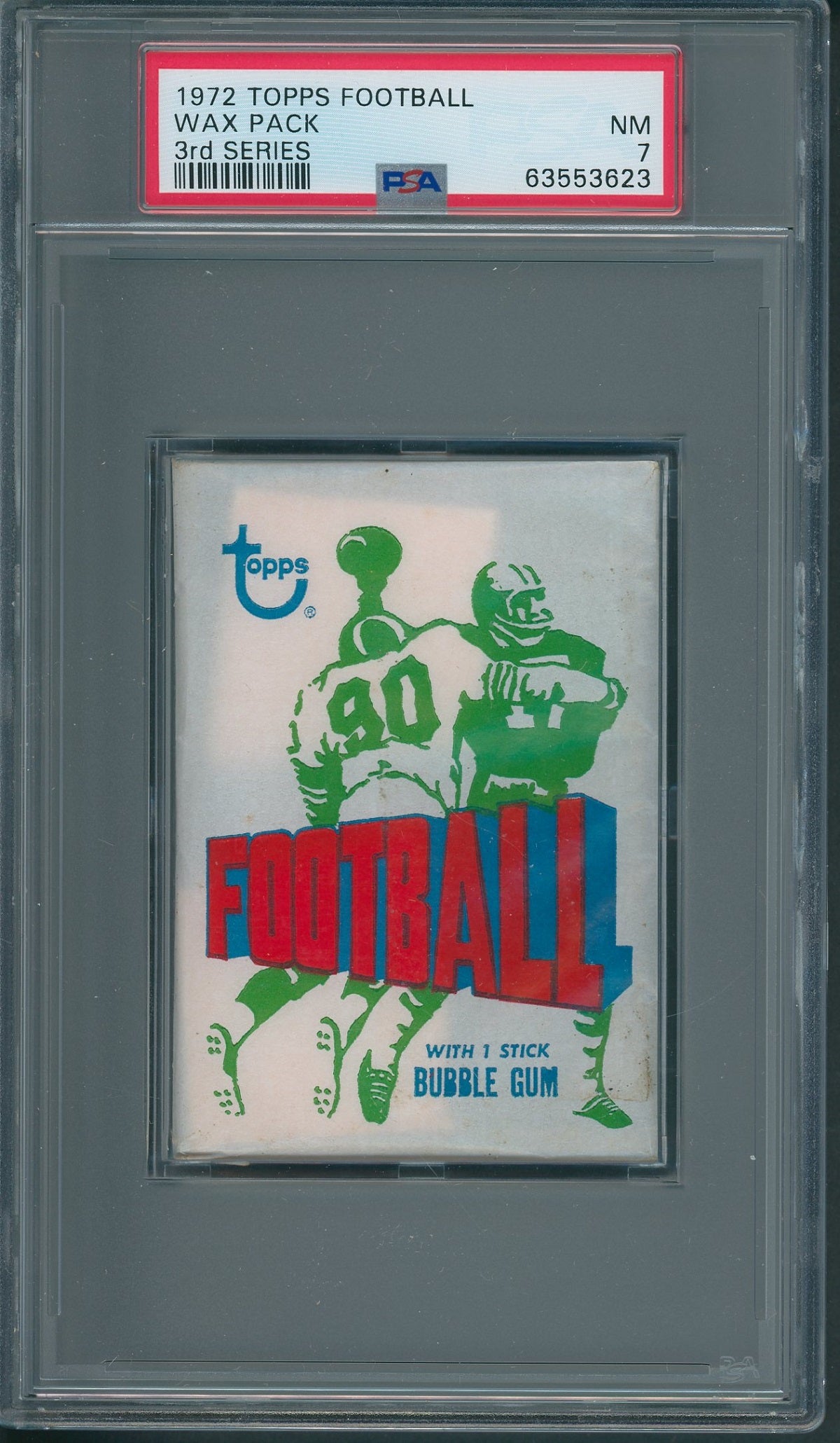 1972 Topps Football Unopened 3rd Series Wax Pack PSA 7