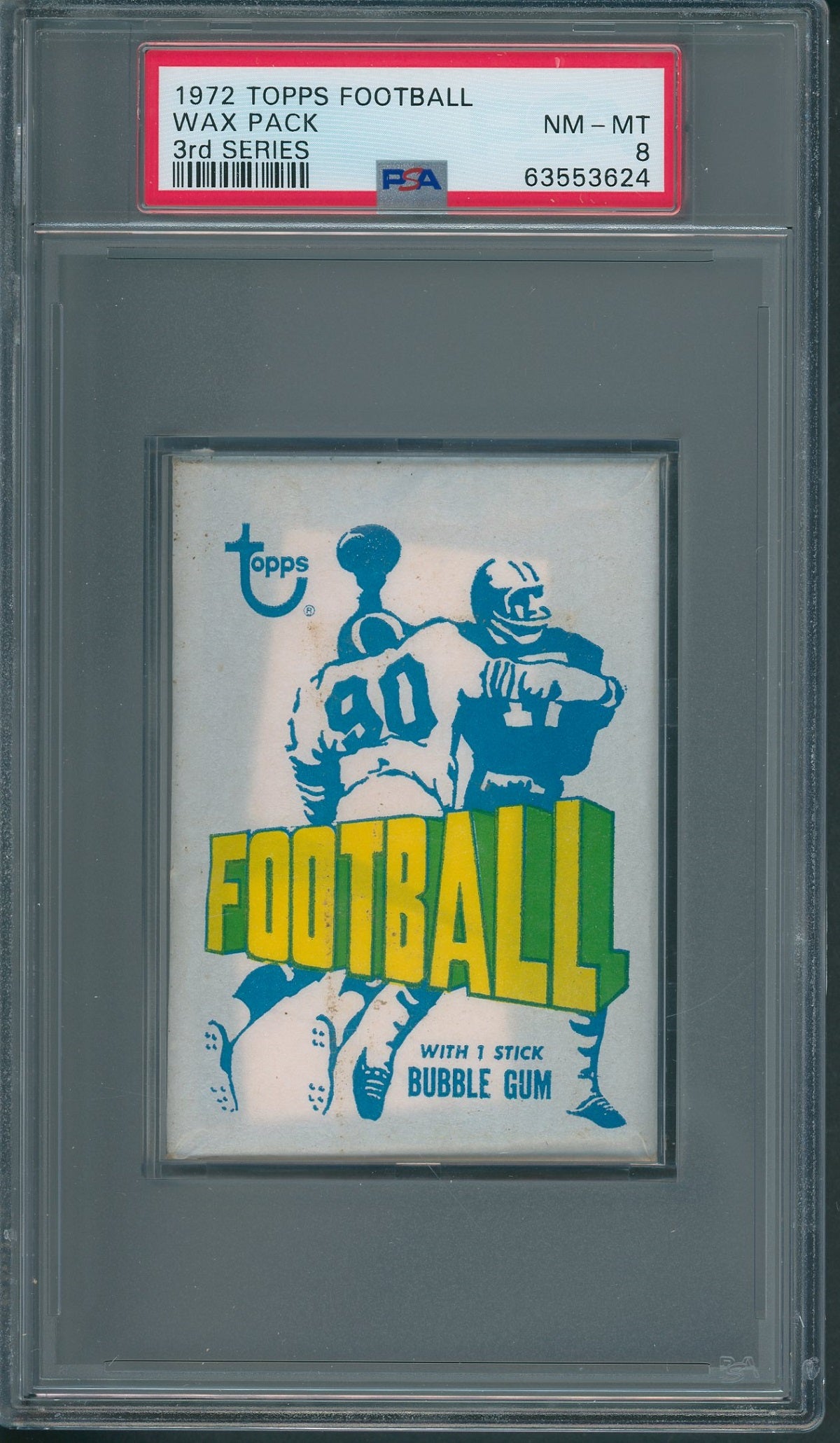 1972 Topps Football Unopened 3rd Series Wax Pack PSA 8