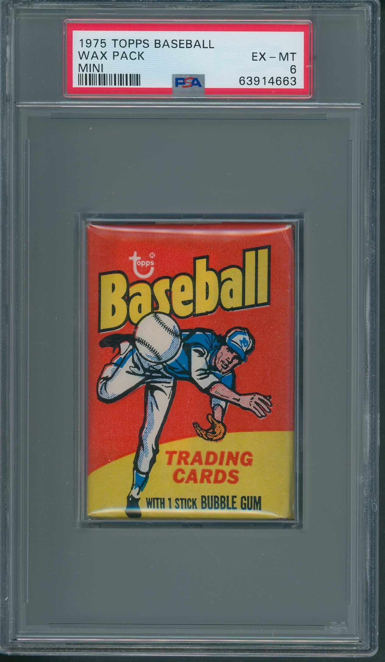 1975 Topps Baseball Mini Unopened Wax Pack PSA 6