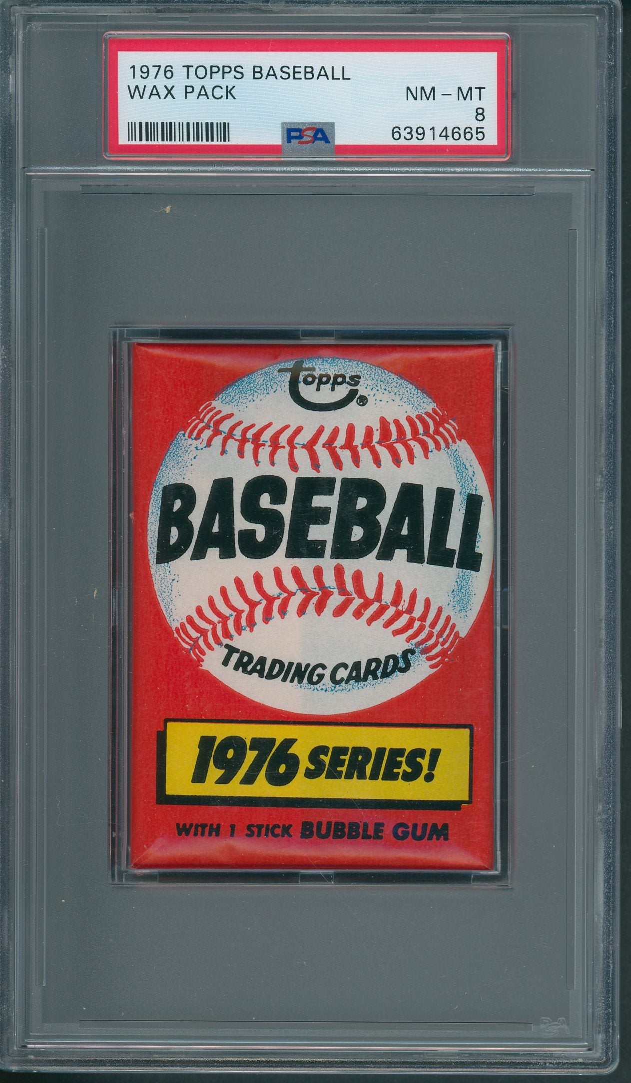 1976 Topps Baseball Unopened Wax Pack PSA 8 (1976 Series)