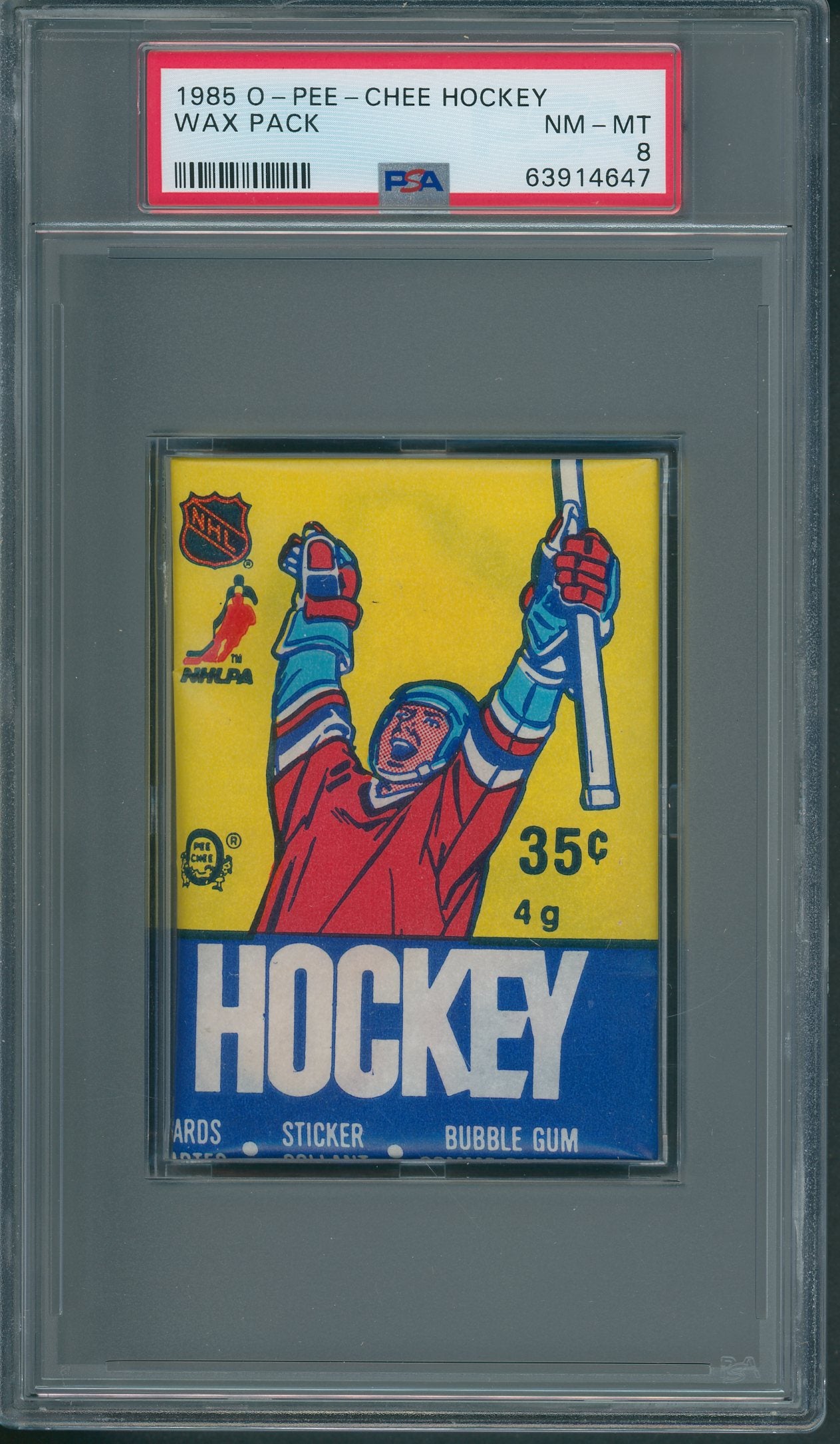 1985 1985/86 OPC O-Pee-Chee Hockey Unopened Wax Pack PSA 8