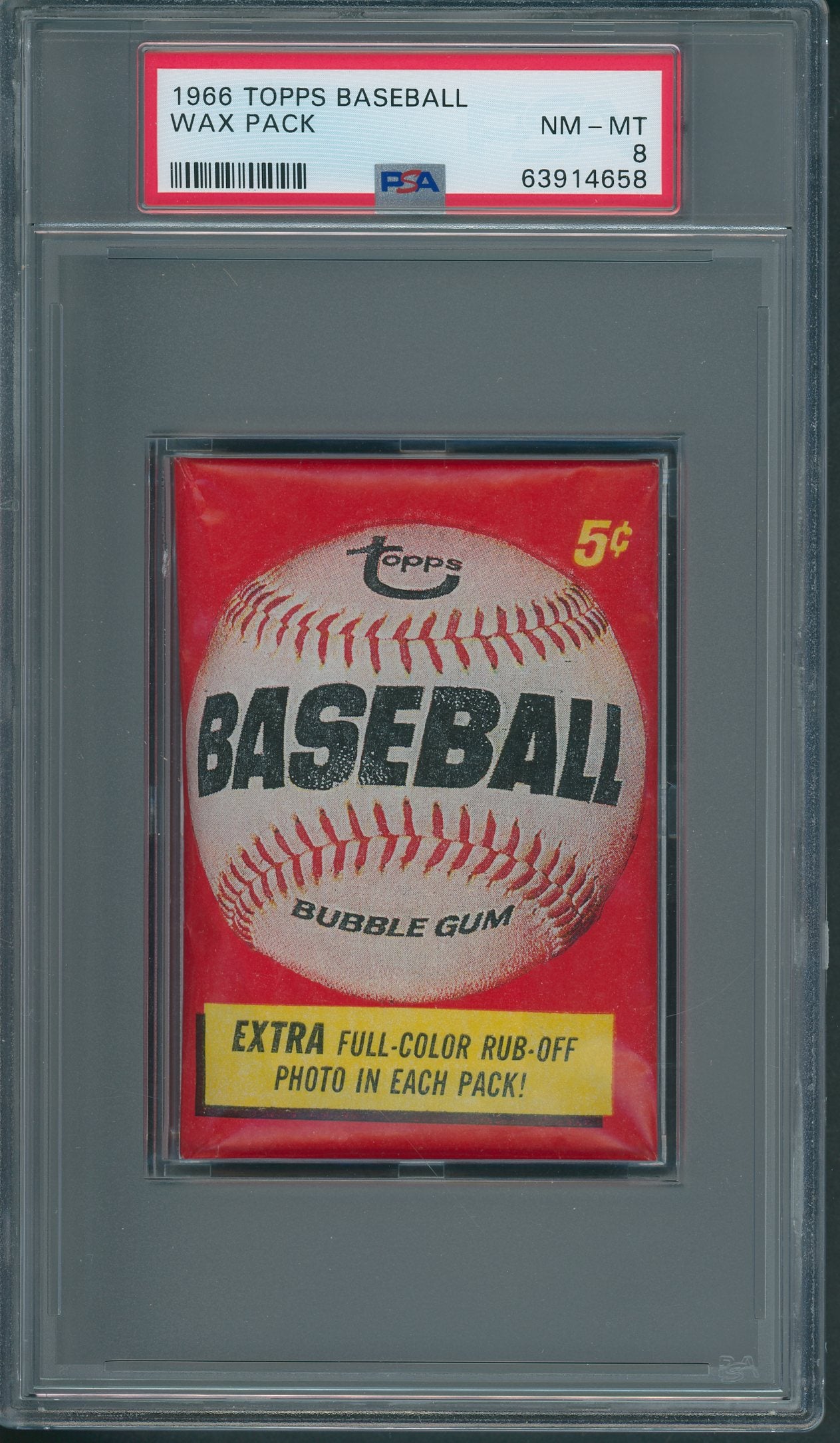 1966 Topps Baseball Unopened Wax Pack PSA 8