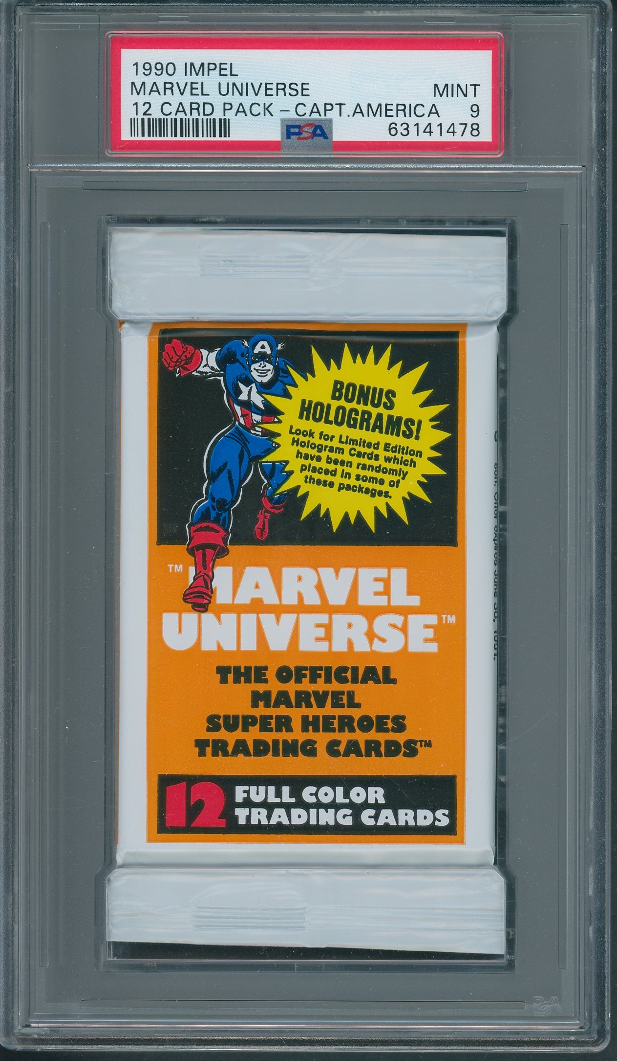 1990 Impel Marvel Universe Unopened Series 1 Pack Captain America PSA 9