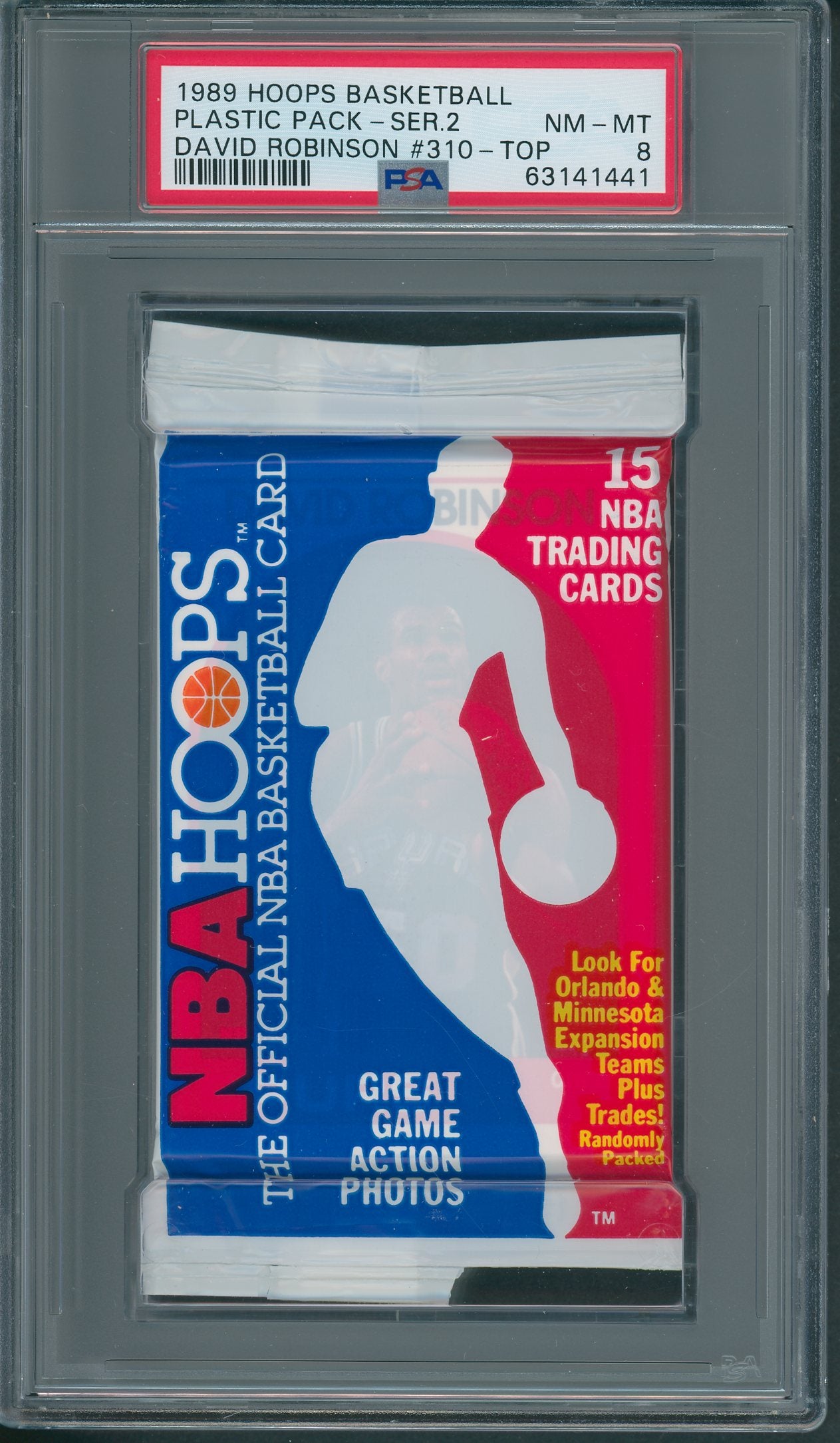 1989 1989/90 Hoops Basketball Unopened Series 2 Pack PSA 8 Robinson Top *1441