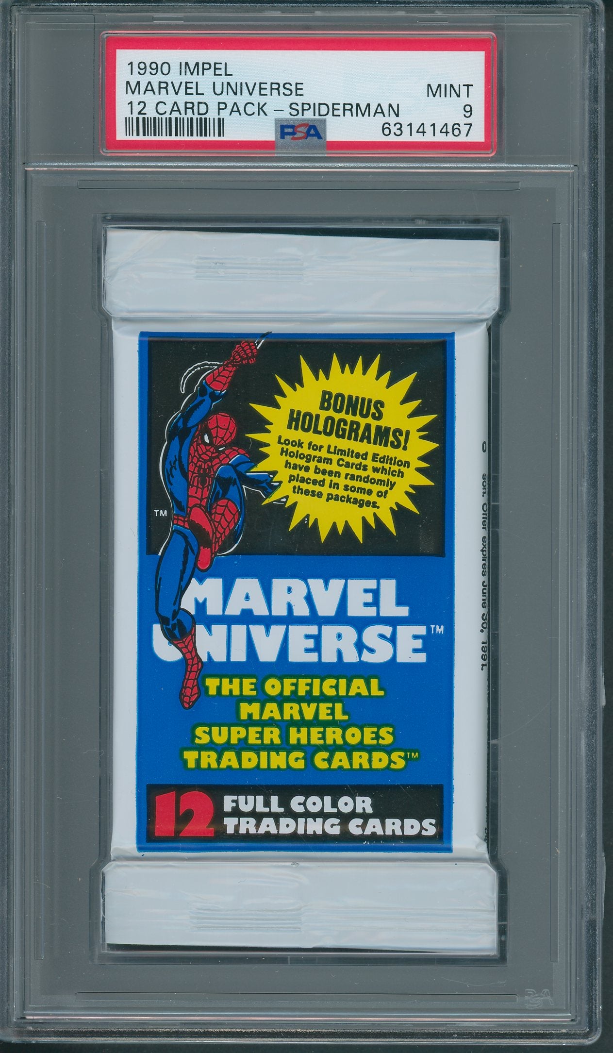 1990 Impel Marvel Universe Unopened Series 1 Pack Spiderman PSA 9