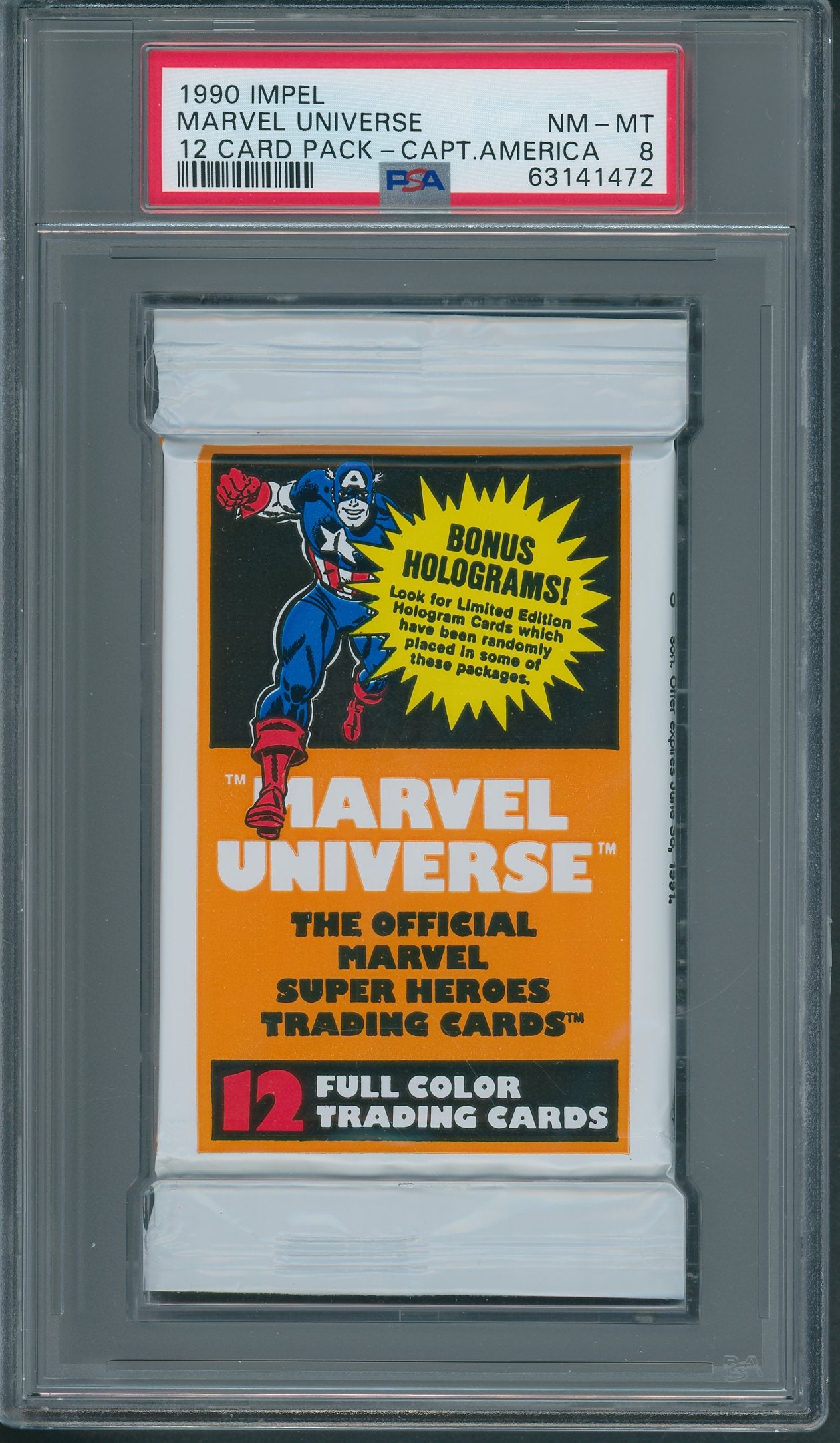 1990 Impel Marvel Universe Unopened Series 1 Pack Captain America PSA 8