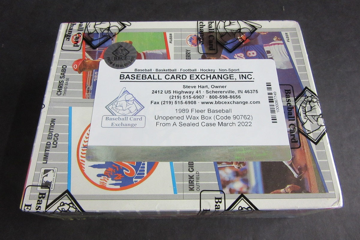 1989 Fleer Baseball Unopened Wax Box (FASC) (Code 90762)