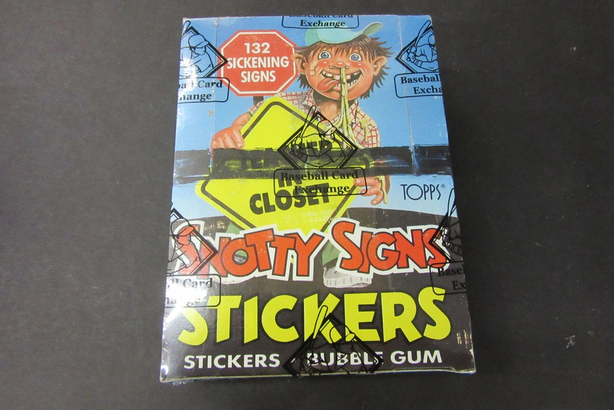 1986 Topps Snotty Signs Stickers Unopened Wax Box (BBCE) (X-Out)