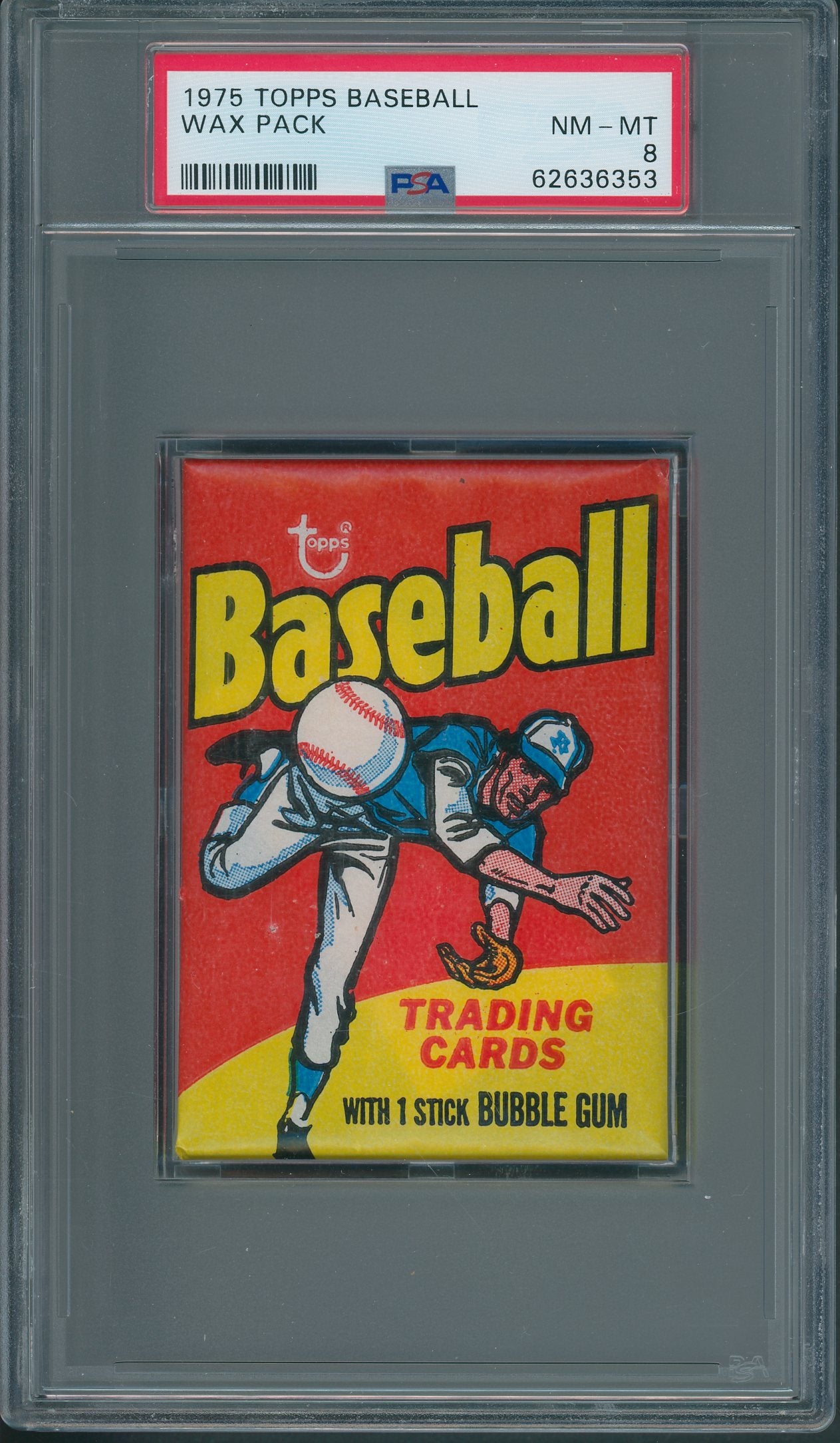 1975 Topps Baseball Unopened Wax Pack PSA 8