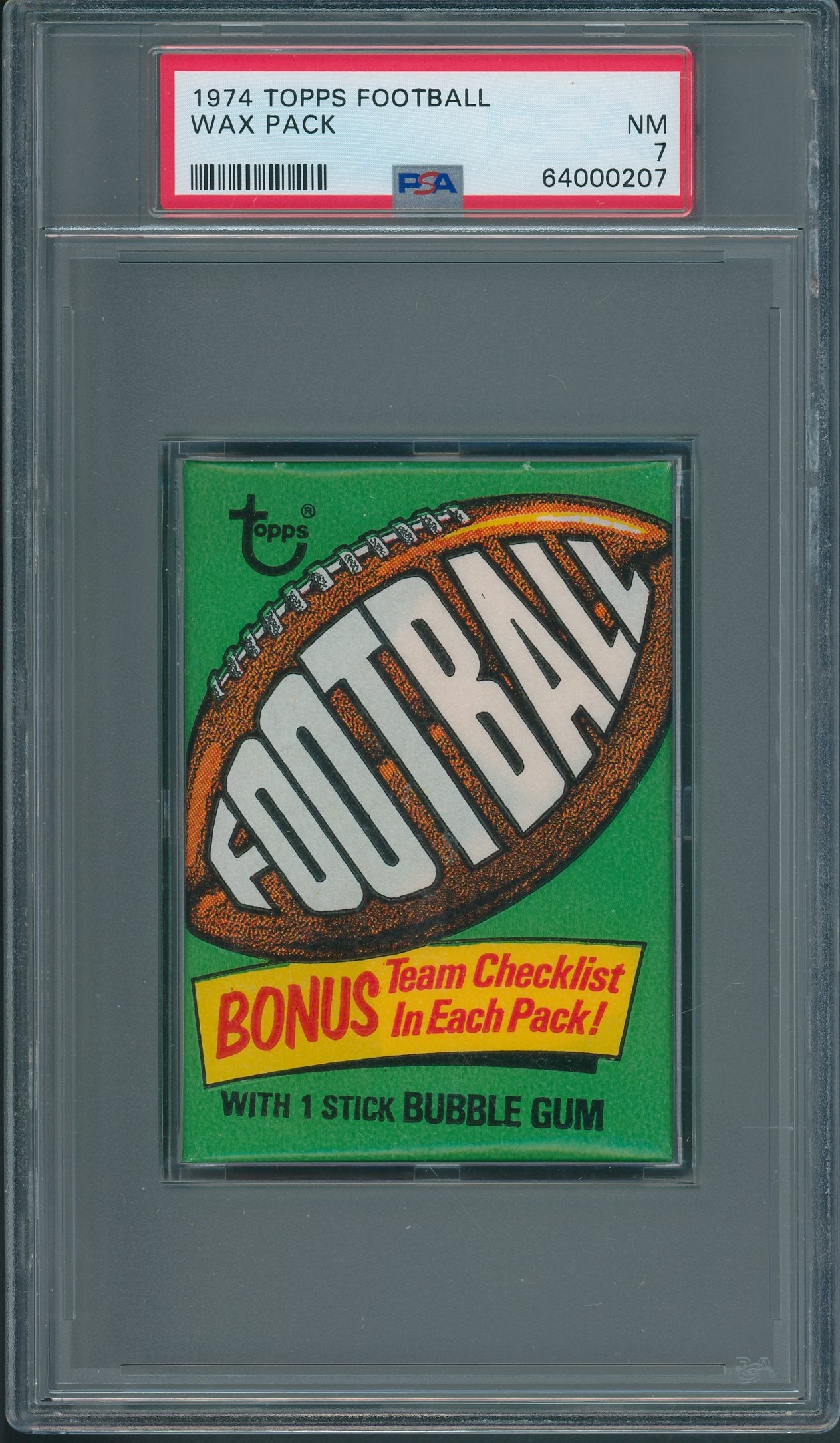 1974 Topps Football Unopened Wax Pack PSA 7