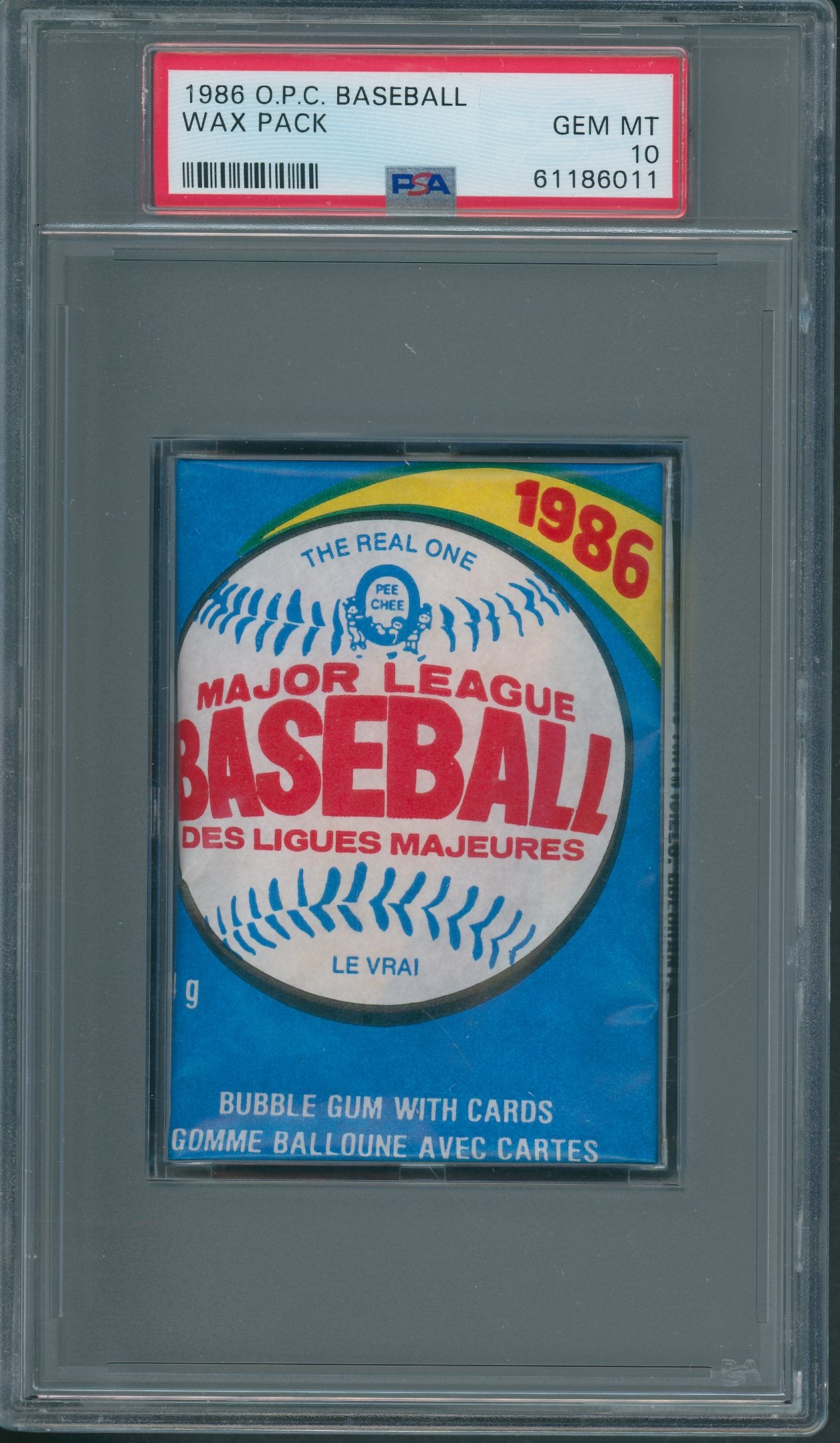 1986 OPC O-Pee-Chee Baseball Unopened Wax Pack PSA 10 *6011