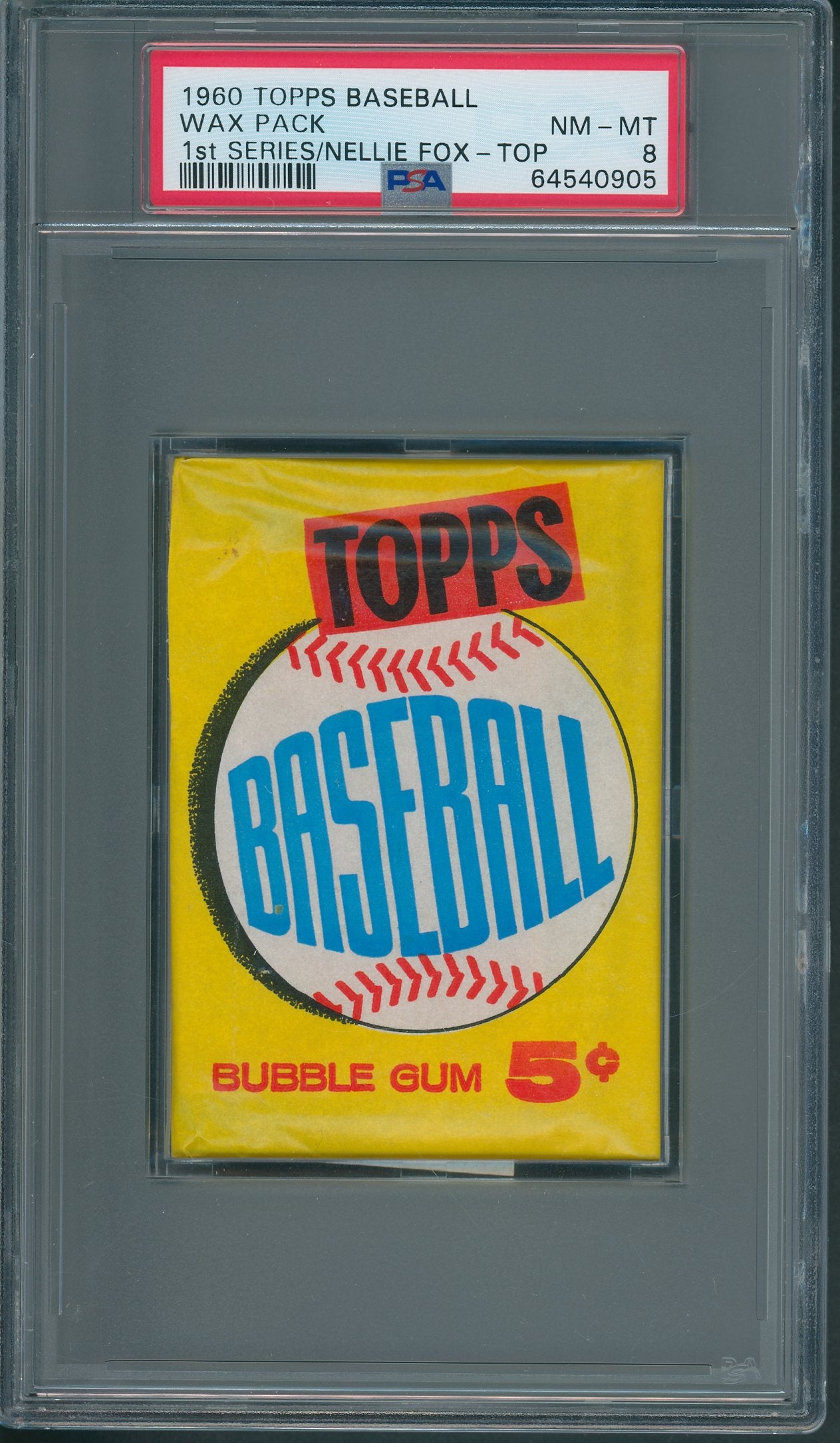 1960 Topps Baseball Unopened 1st Series Wax Pack PSA 8 Nellie Fox Top *0905