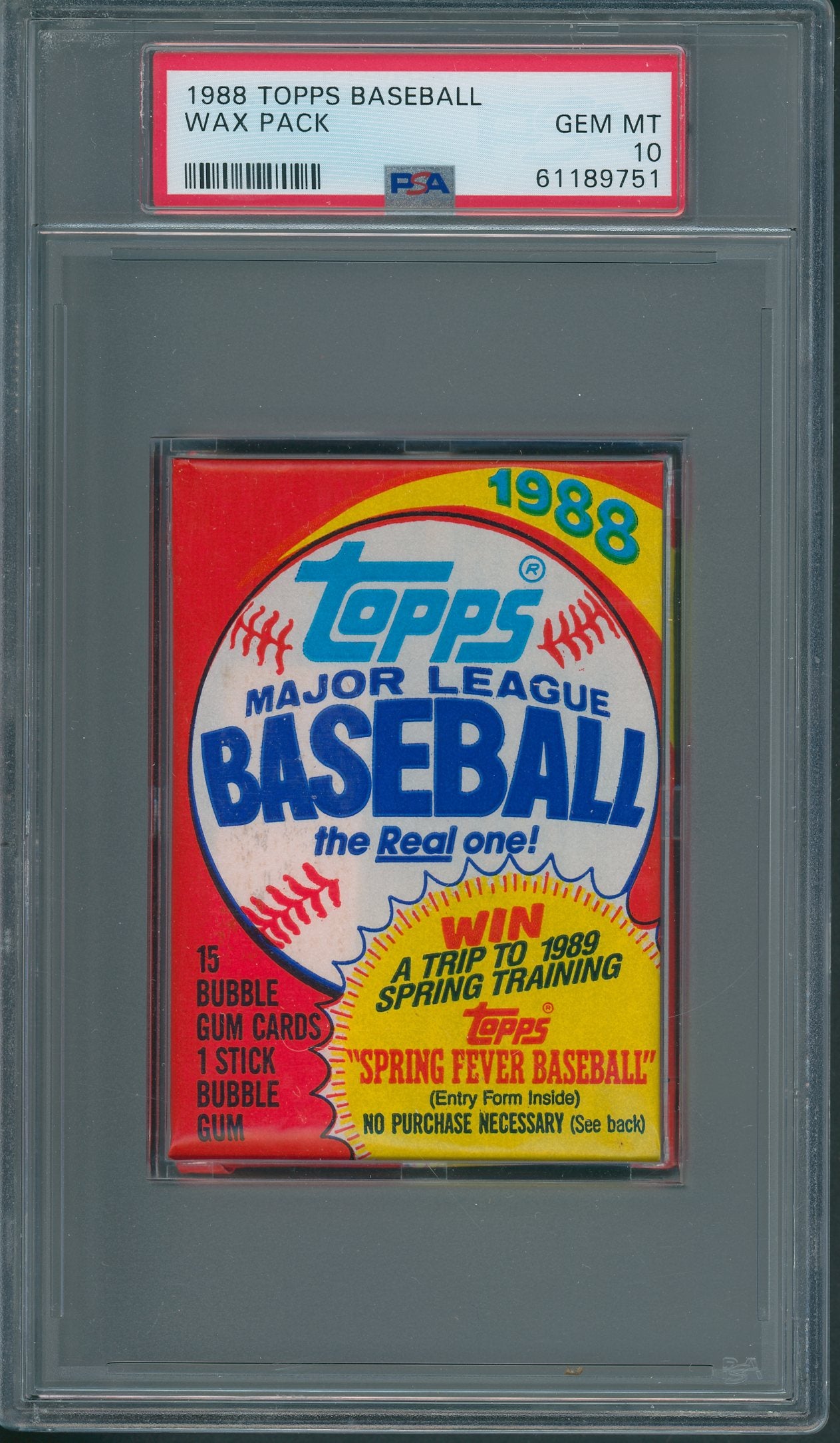 1988 Topps Baseball Unopened Wax Pack PSA 10 *9751