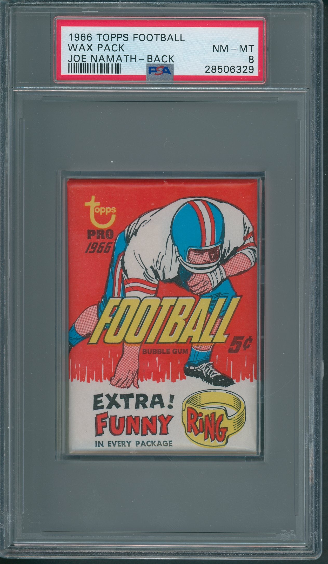 1966 Topps Football Unopened Wax Pack PSA 8 Namath Back *6329