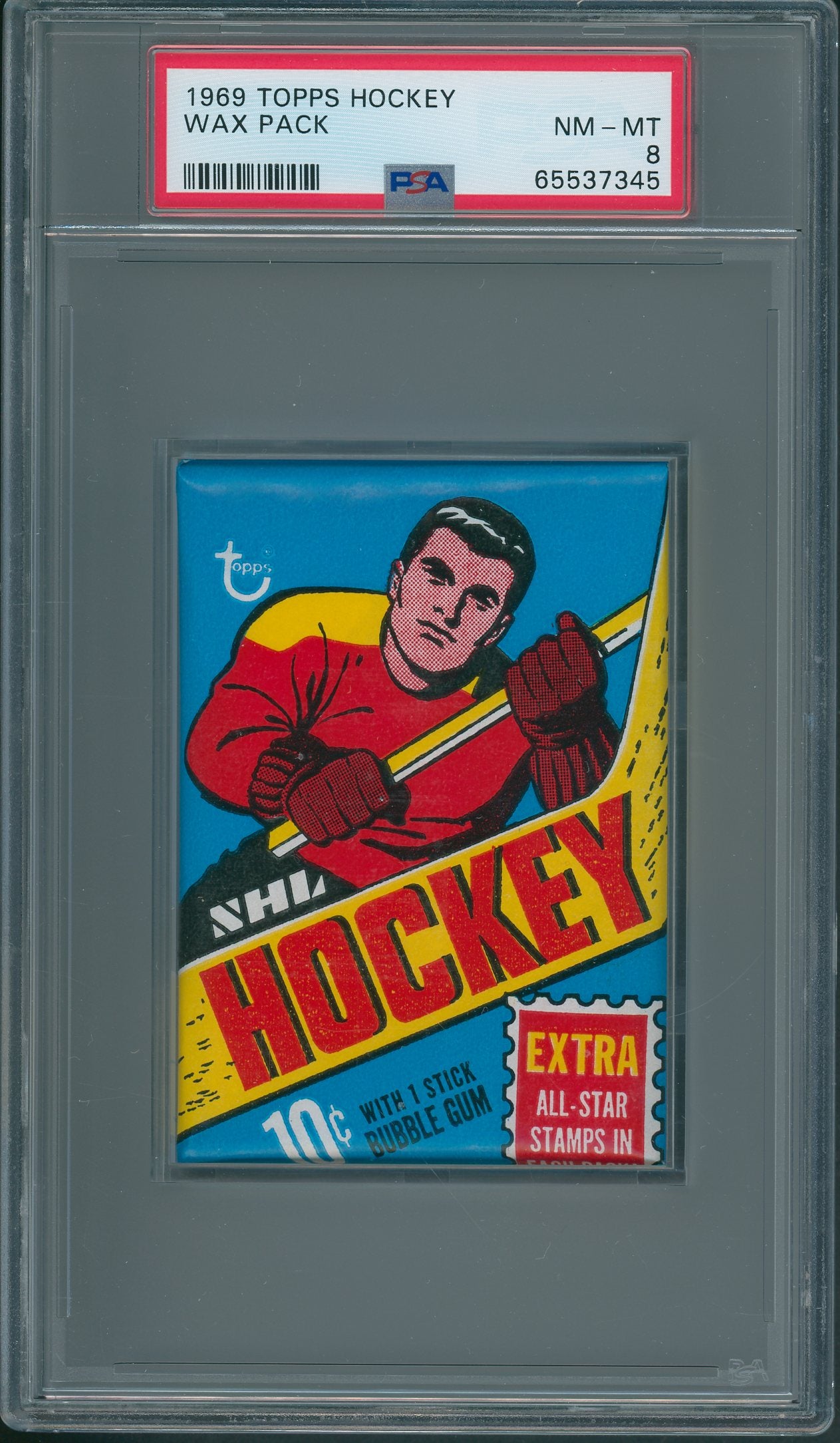 1969 1969/70 Topps Hockey Unopened Wax Pack PSA 8 *7345