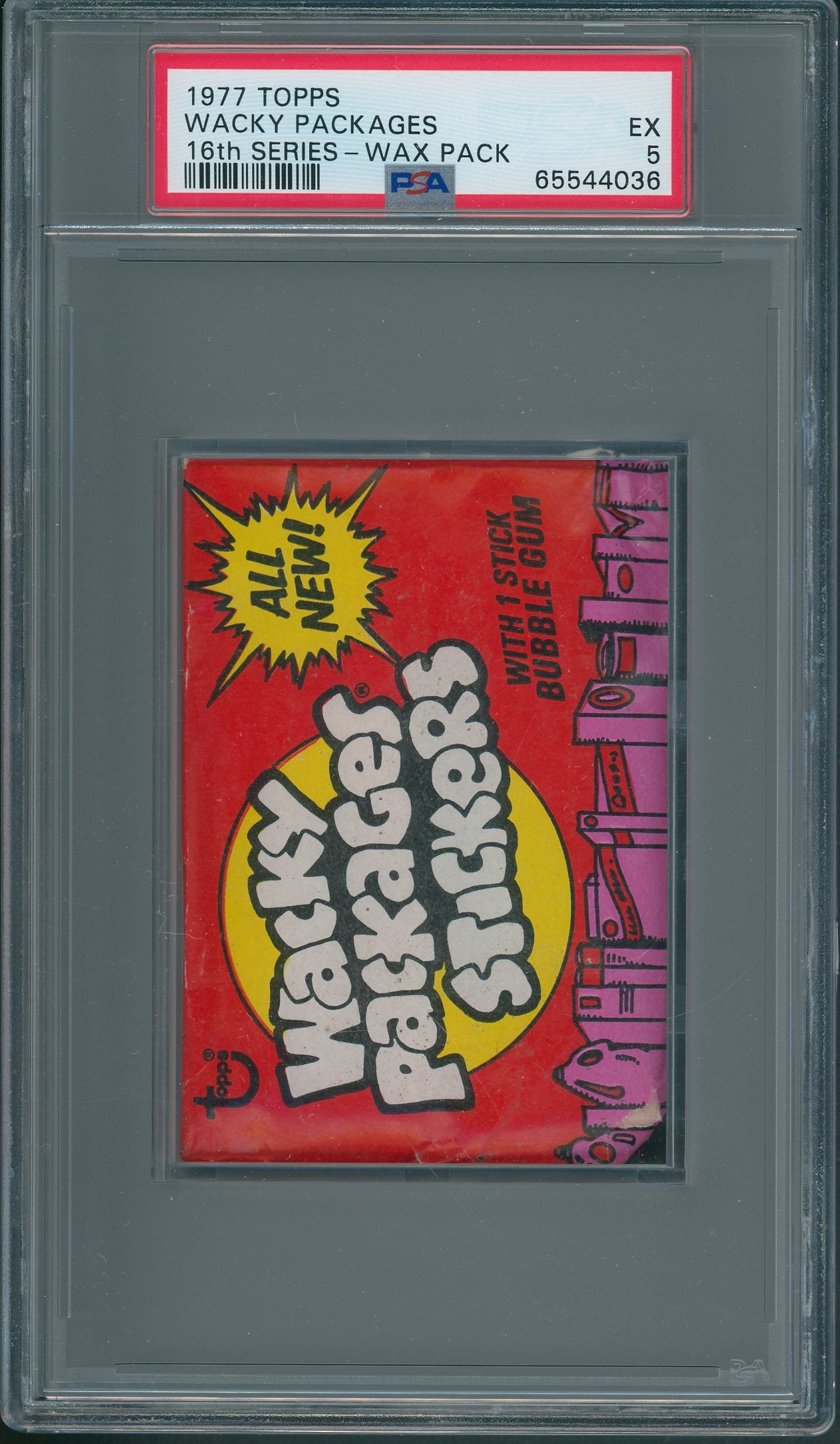 1977 Topps Wacky Packages Unopened 16th Series Wax Pack PSA 5 *4036