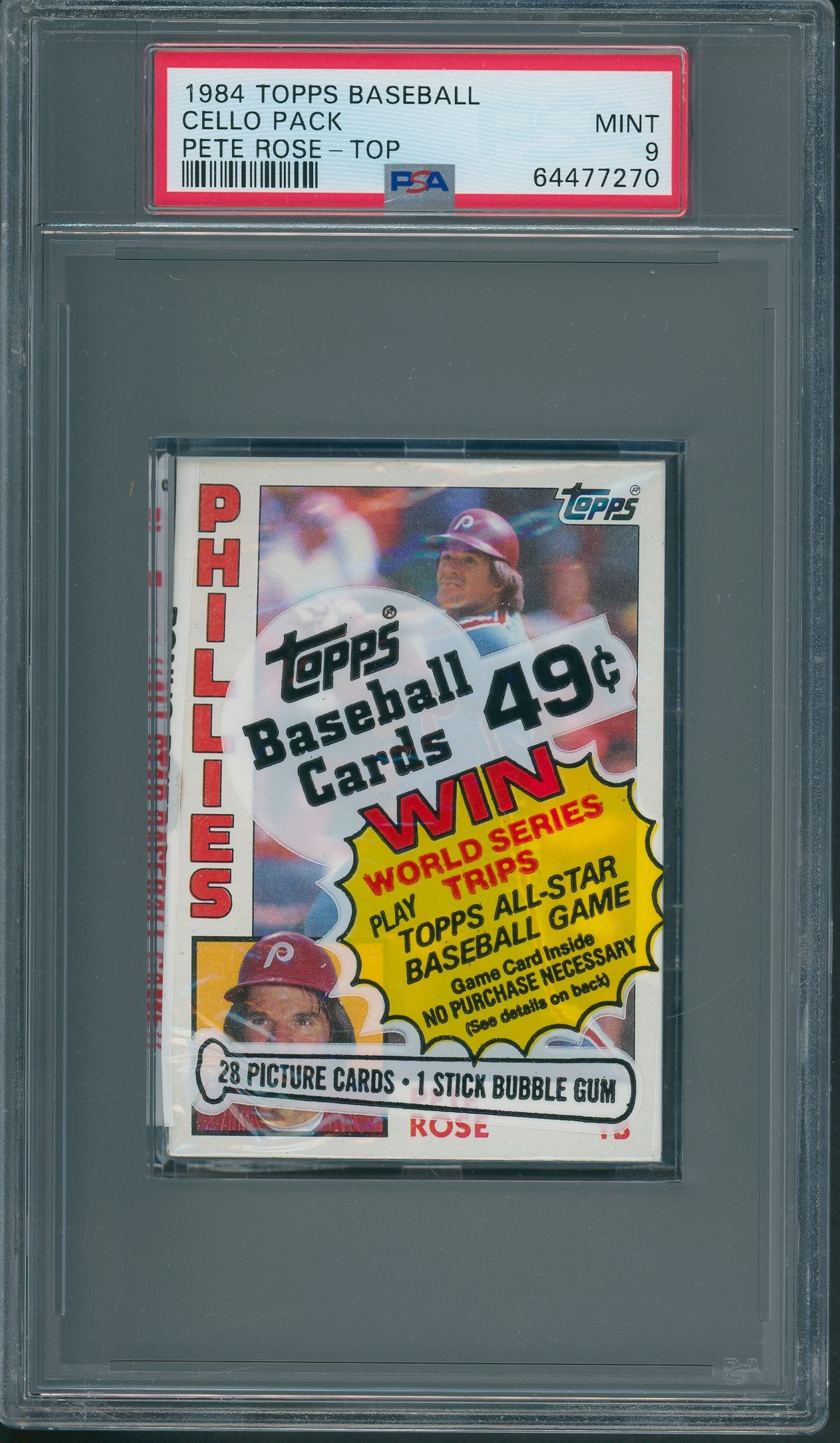 1984 Topps Baseball Cello Pack Pete Rose PSA 9 *7270