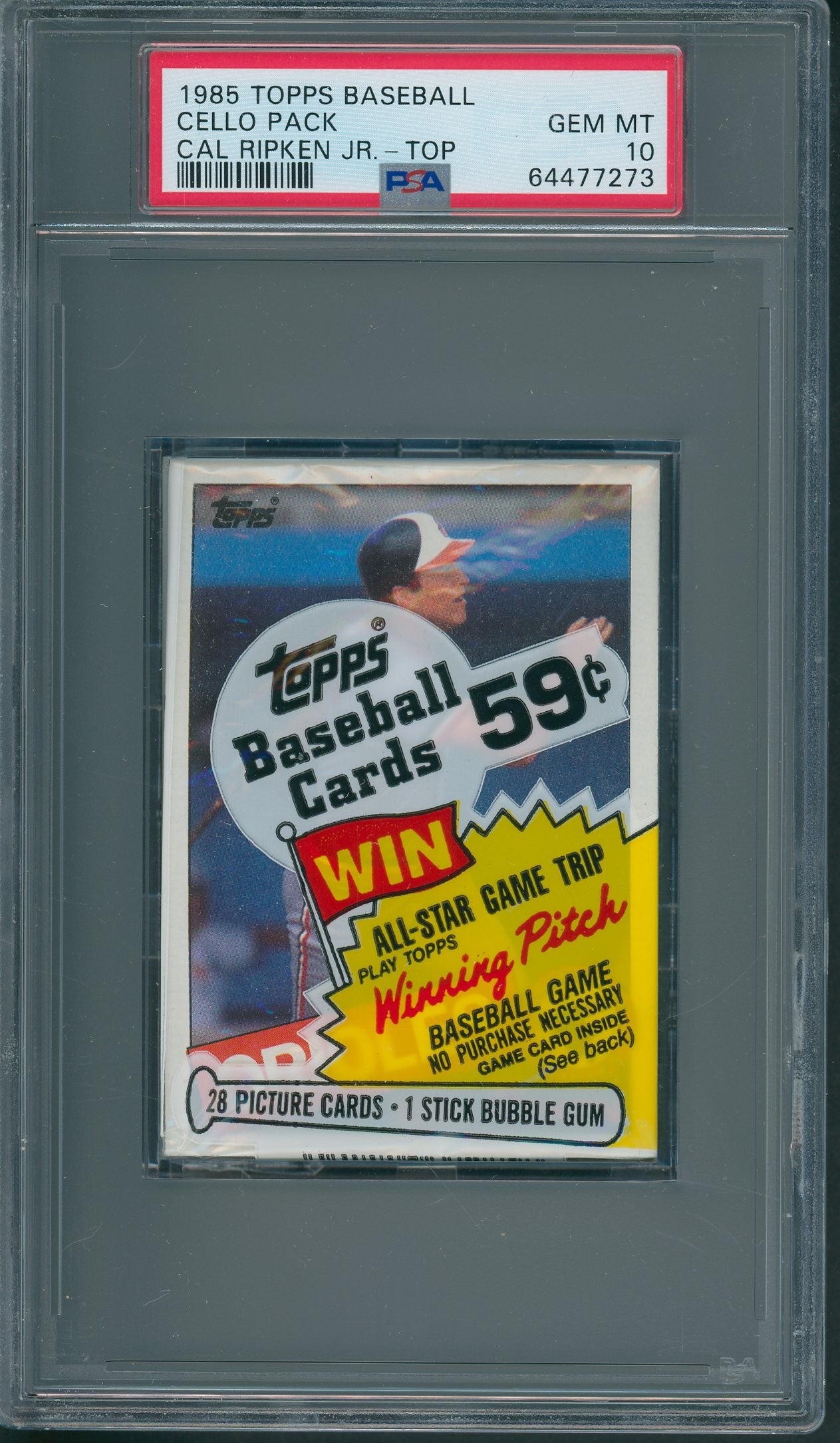 1985 Topps Baseball Cello Pack Cal Ripken Jr. PSA 10 *7273