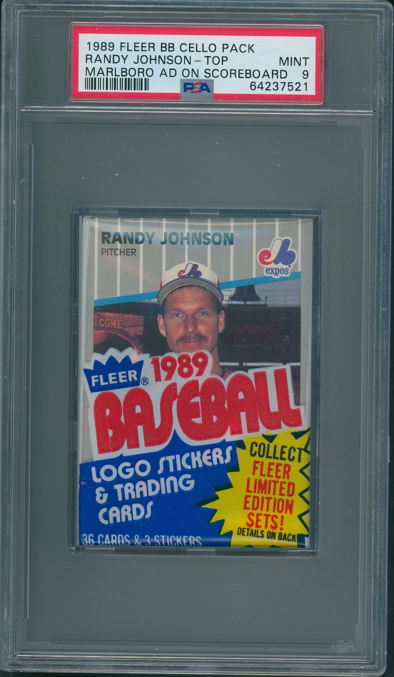 1989 Fleer Baseball Cello Pack Johnson Marlboro PSA 9 *7521