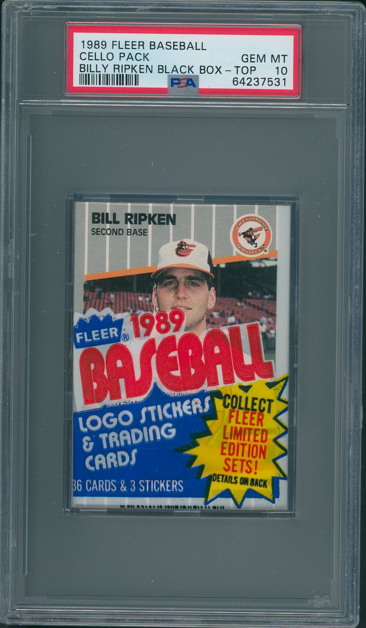 1989 Fleer Baseball Cello Pack Ripken Black Box PSA 10 *7531