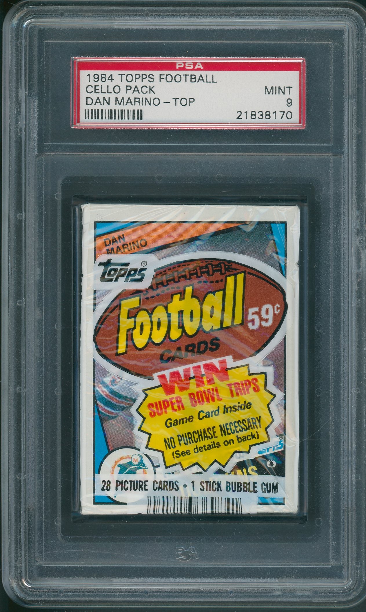 1984 Topps Football Unopened Cello Pack PSA 9 Dan Marino Top *8170