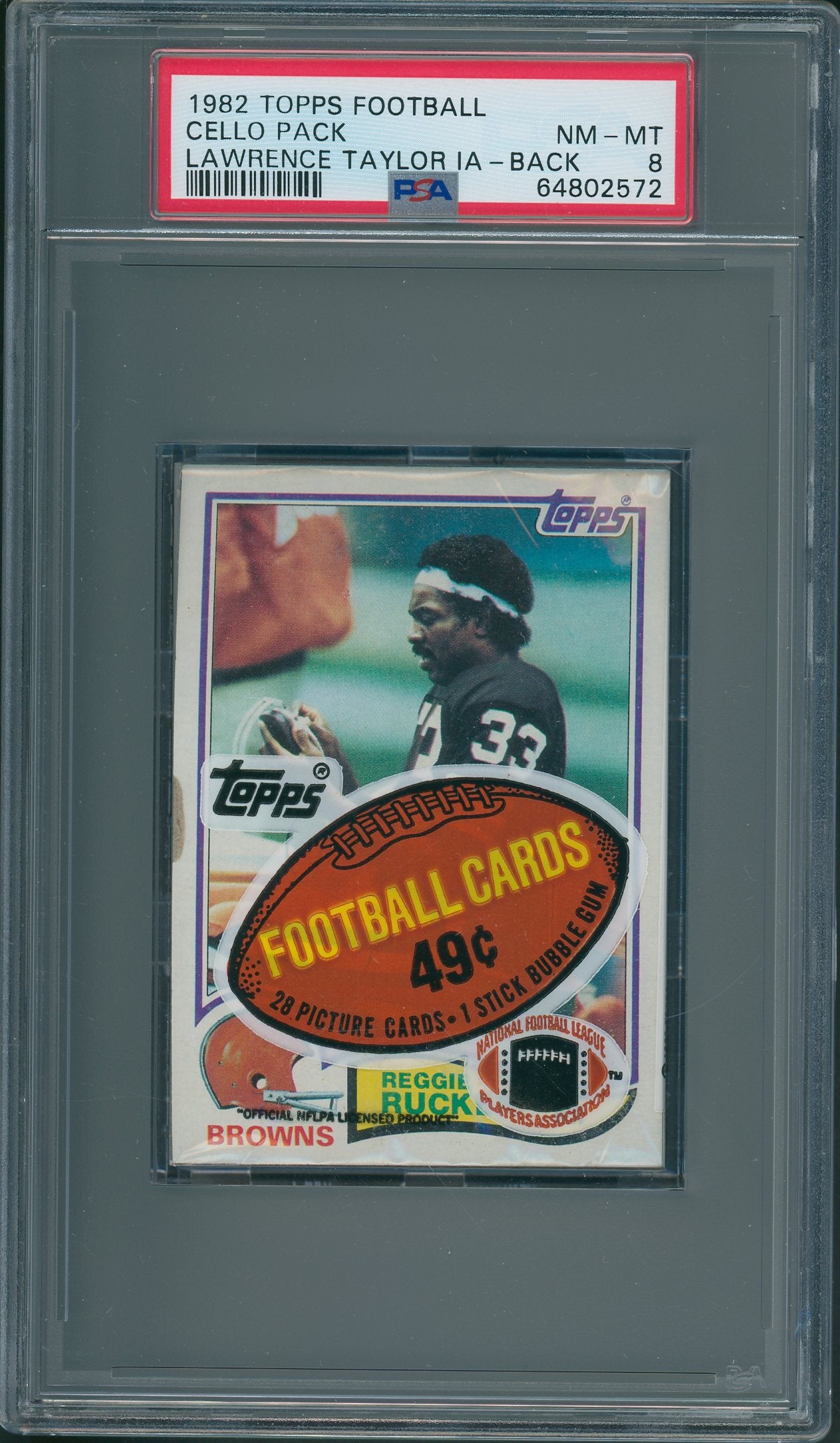 1982 Topps Football Unopened Cello Pack PSA 8 Taylor IA Back *2572