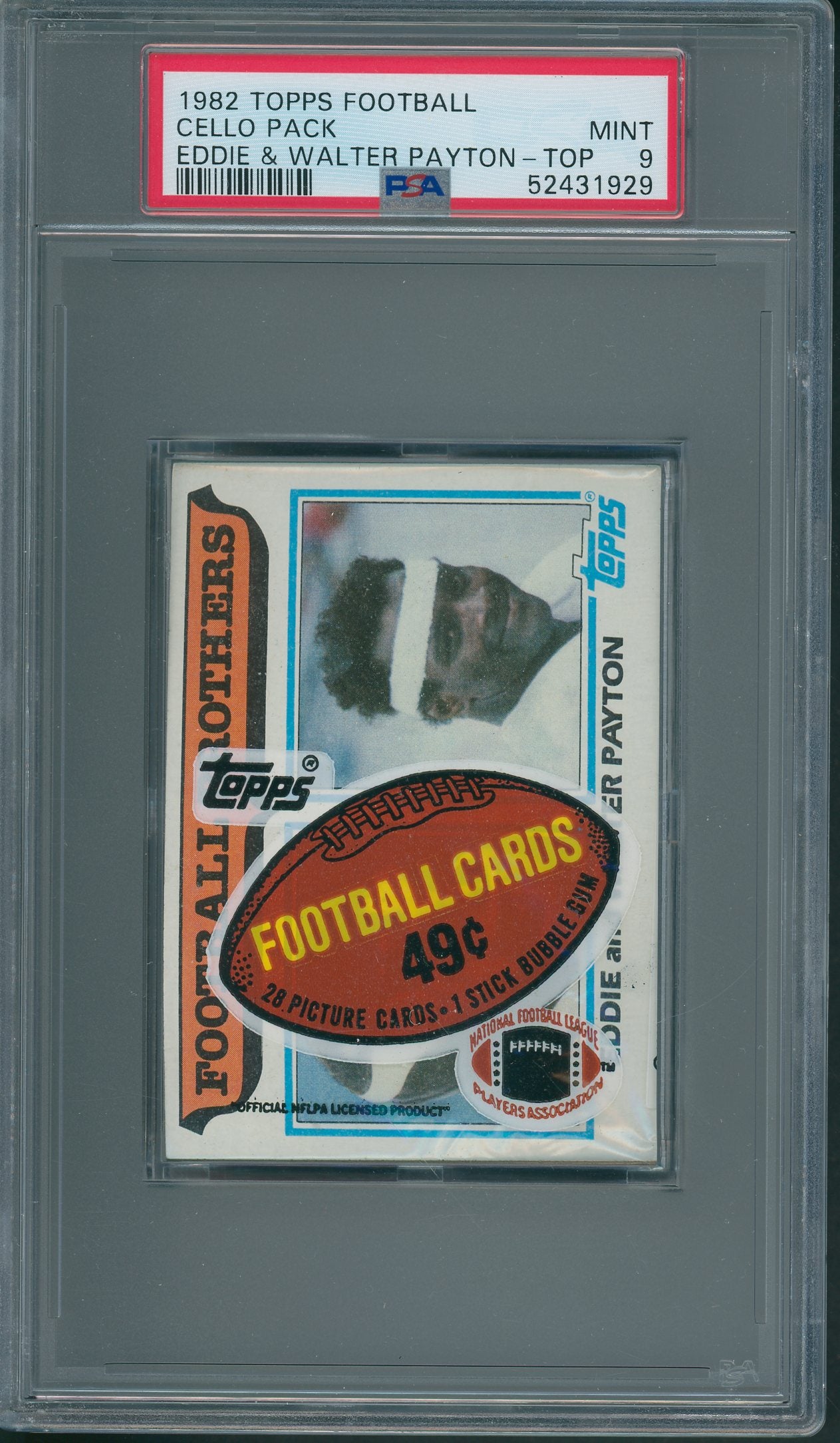 1982 Topps Football Unopened Cello Pack PSA 9 Payton Brothers Top *1929