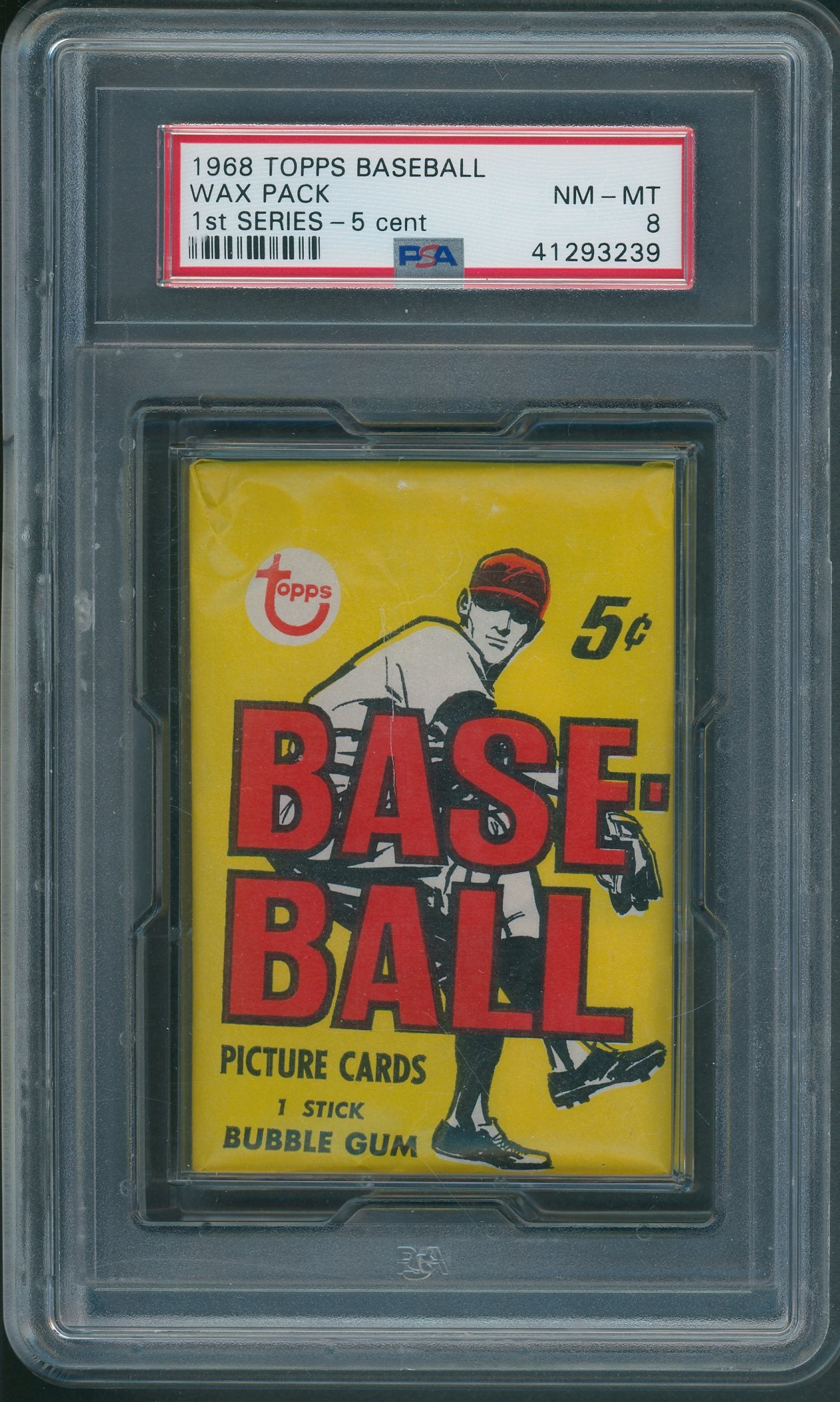 1968 Topps Baseball Unopened 1st Series 5 Cent Wax Pack PSA 8 *3239