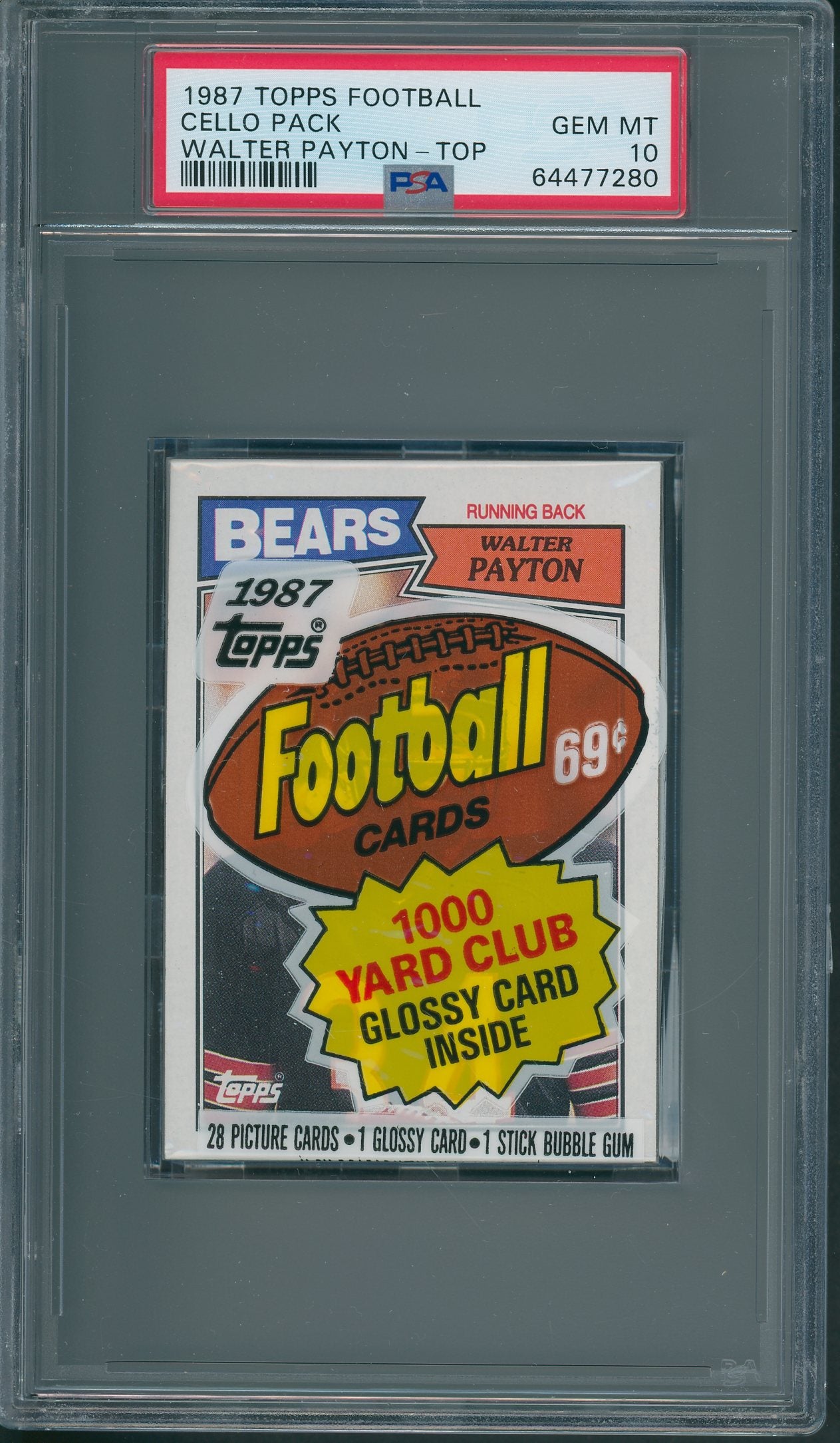 1987 Topps Football Cello Pack Walter Payton PSA 10 *7280