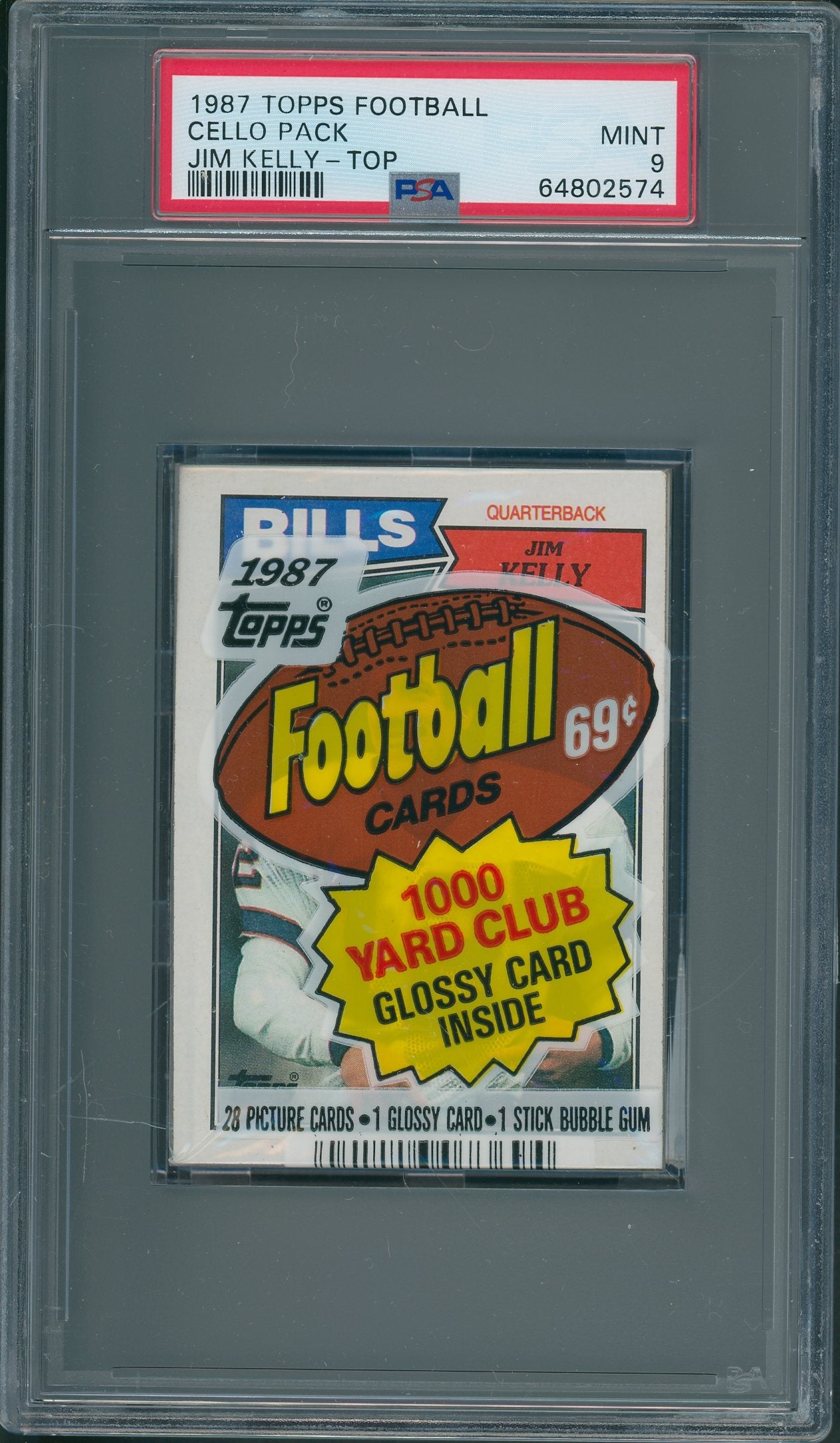 1987 Topps Football Cello Pack Jim Kelly PSA 9 *2574