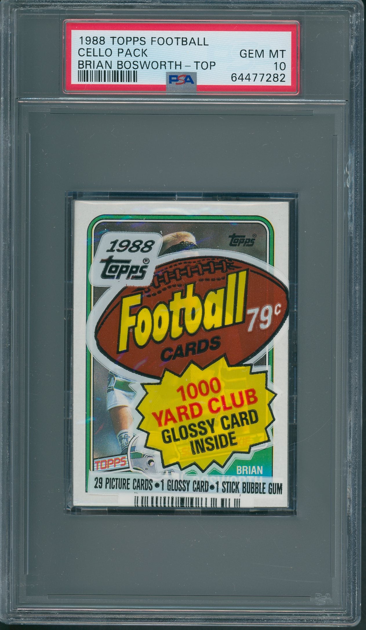 1988 Topps Football Unopened Cello Pack PSA 10 Brian Bosworth Top *7282