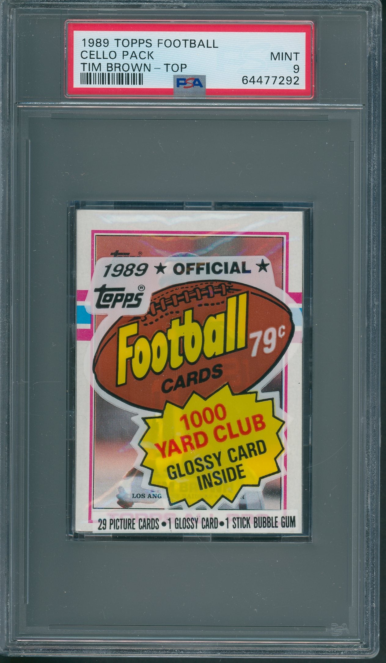 1989 Topps Football Unopened Cello Pack PSA 9 Tim Brown Top *7292