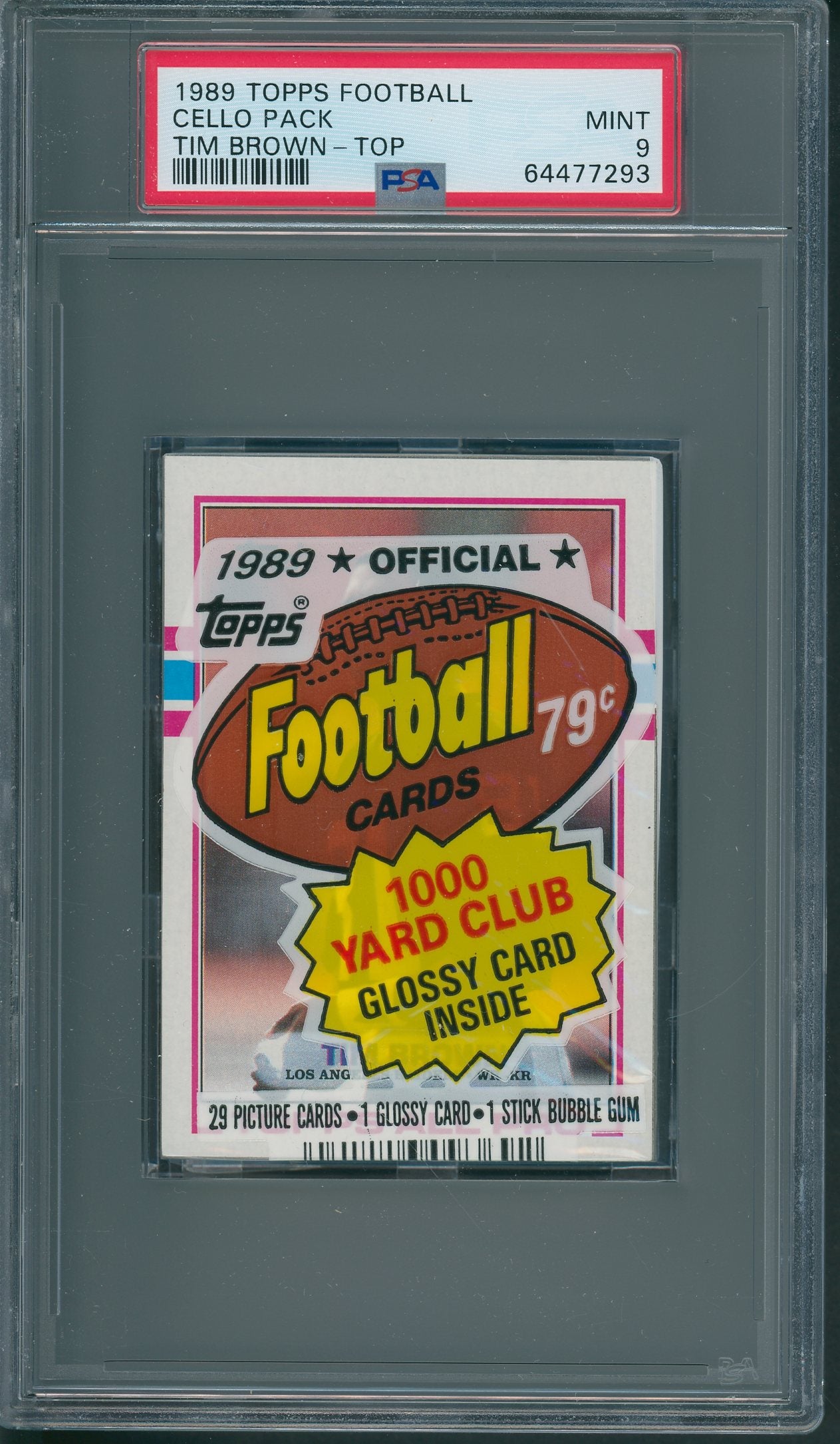 1989 Topps Football Unopened Cello Pack PSA 9 Tim Brown Top *7293